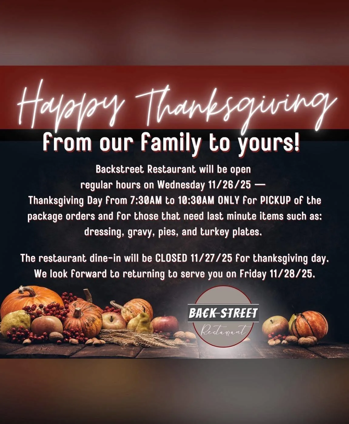 Hey Hey! $6 unbelievable specials at Bar + Join Us for Wednesday $10.99 Dinner at Backstreet! ✨ 

Dine with us at:
📍 106 E. Borden St. Sinton, TX

To Go Orders:
📱 361-364-2445

Hours:
⌚️ 11 AM - 9 PM
🍻 Bar 3 - 10PM 

#SouthernFood #HomemadeCooking