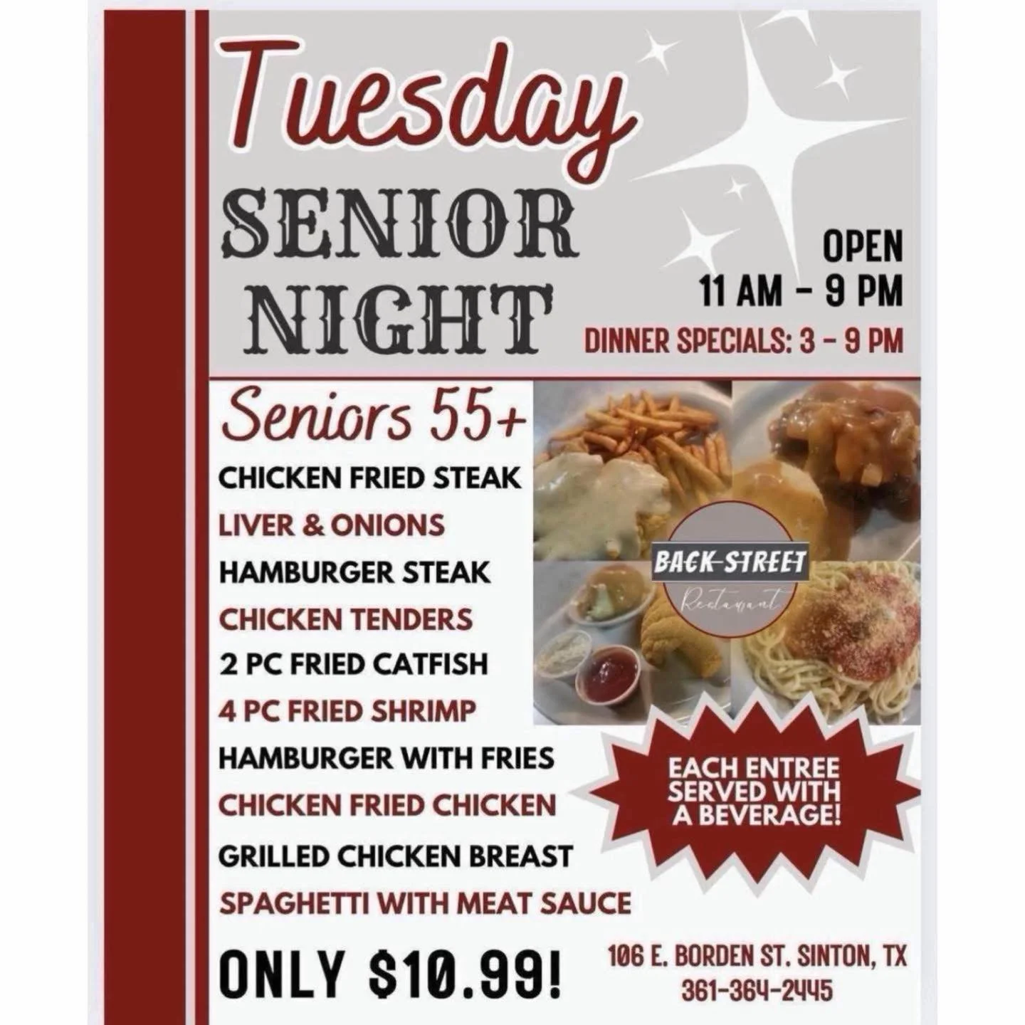 🎄✨ Sip your way into the season at Backstreet! ✨🎄

Our holiday drink specials are here &mdash; and they&rsquo;re only $8! From Christmas Margaritas to Cinnamon Sugar Cookie Cocktails, Chocolate Peppermint Martinis, and our festive Christmas Mojito&