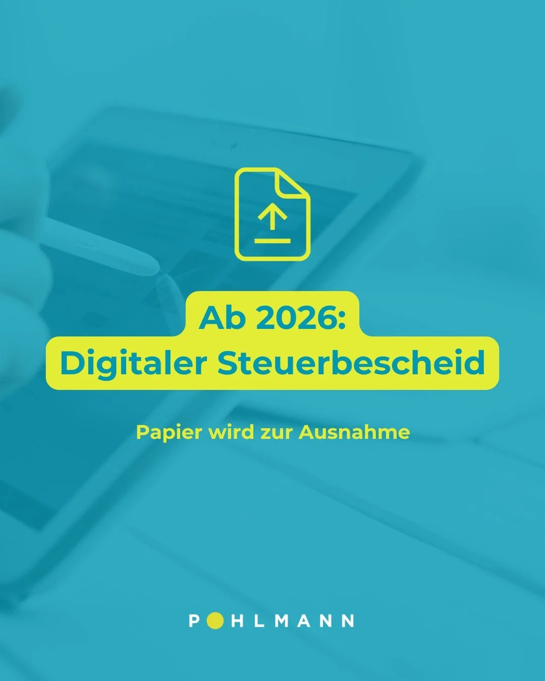 📧 Ab 2026 wird der Steuerbescheid digital!

Das Finanzamt stellt Bescheide k&uuml;nftig automatisch elektronisch bereit und es ist keine Zustimmung mehr n&ouml;tig. 

Papier bekommst du nur noch, wenn du dem Datenabruf widersprichst.
❗ Und wichtig: 