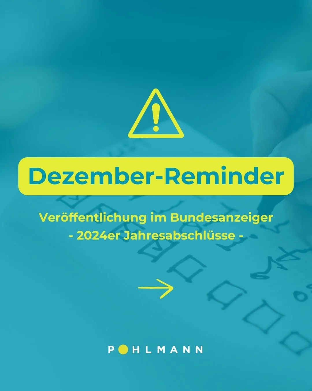 📄 Wichtiger Reminder &rarr; Ver&ouml;ffentlichung im Bundesanzeiger

Kapitalgesellschaften m&uuml;ssen ihren Jahresabschluss j&auml;hrlich offenlegen.
Doch was genau wird ver&ouml;ffentlicht, bis wann und was passiert bei Versp&auml;tung?

Im Carous