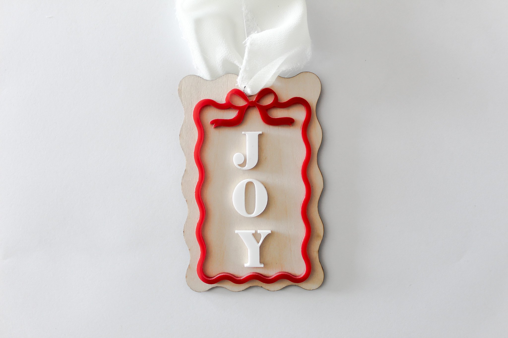 Joy Christmas Ornament Wood and Acrylic
