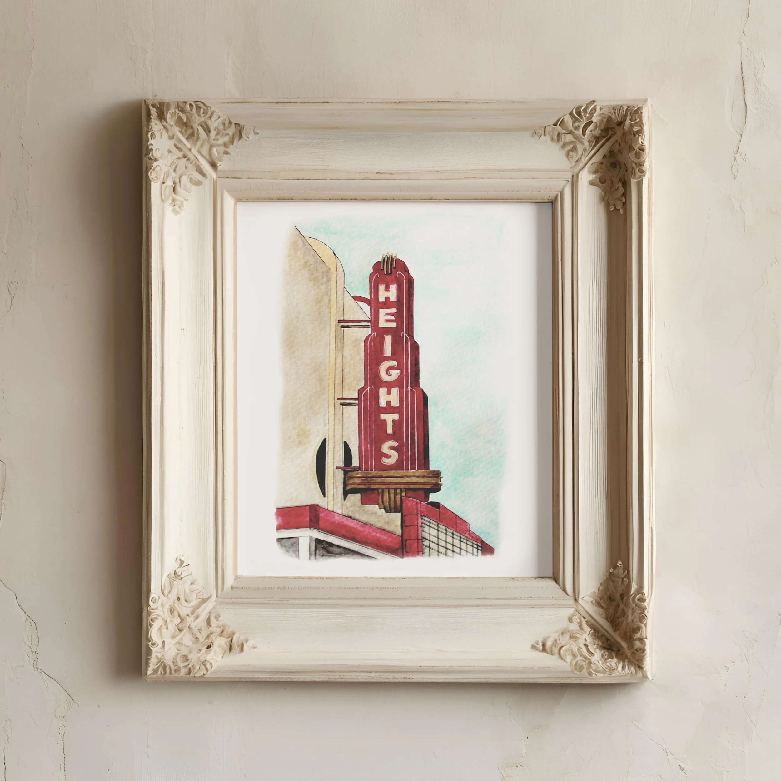 Houston Heights Watercolor Print