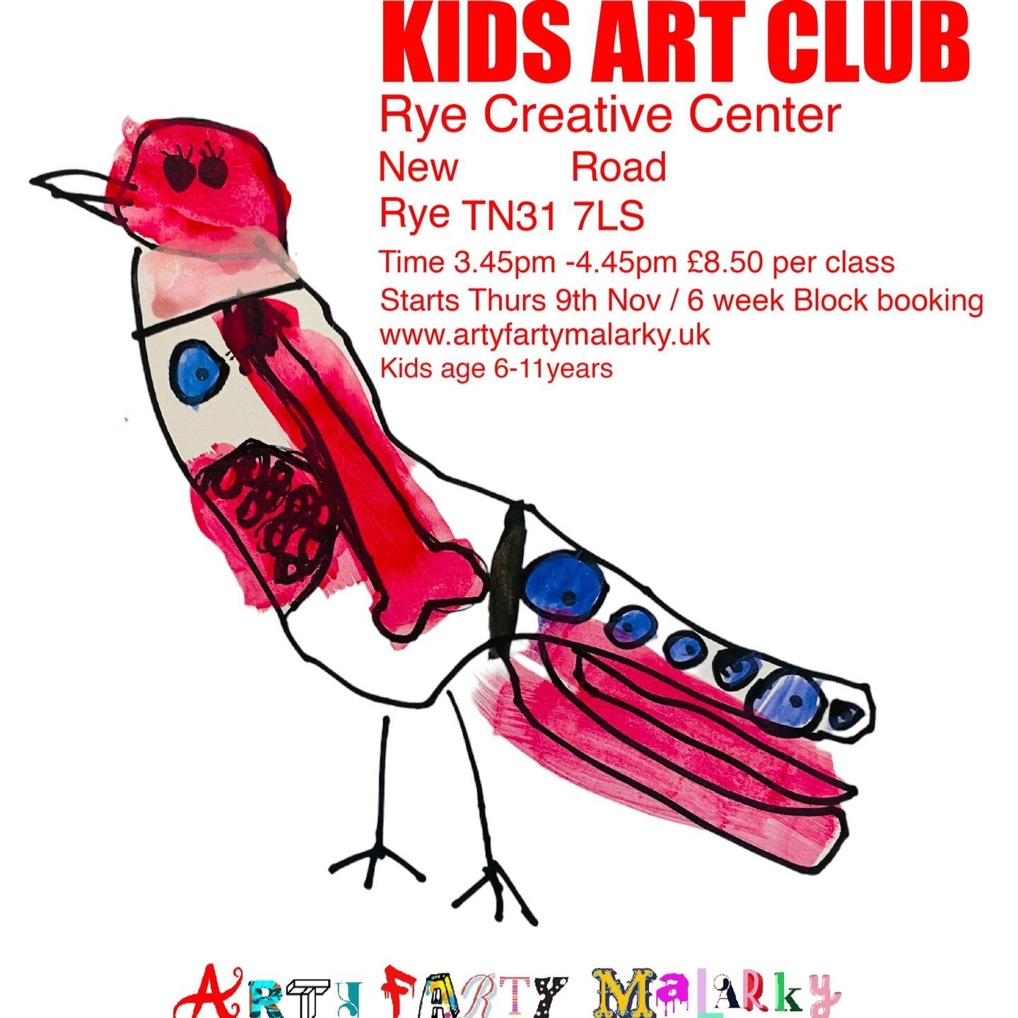KIDS ART CLUB 🎨🖌✏️

📆 Every Thursday
⏰ 3:45pm to 4:45pm

Rye Creative Centre are hosting a brand new kids art club for Georgia at Arty Farty Malarky starting 9th November 2023 and running every Thursday during term time.

These art classes are for