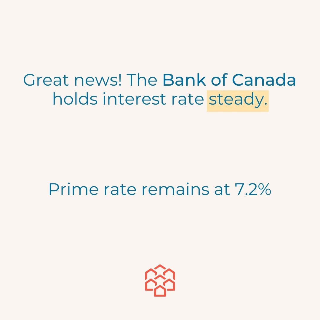 Great news, the Bank of Canada held their rate again - this what we expected and hoped for! This decision comes as the Canadian economy is slowing down, and more people are finding it hard to get jobs.

The recent hold means that there will be no cha