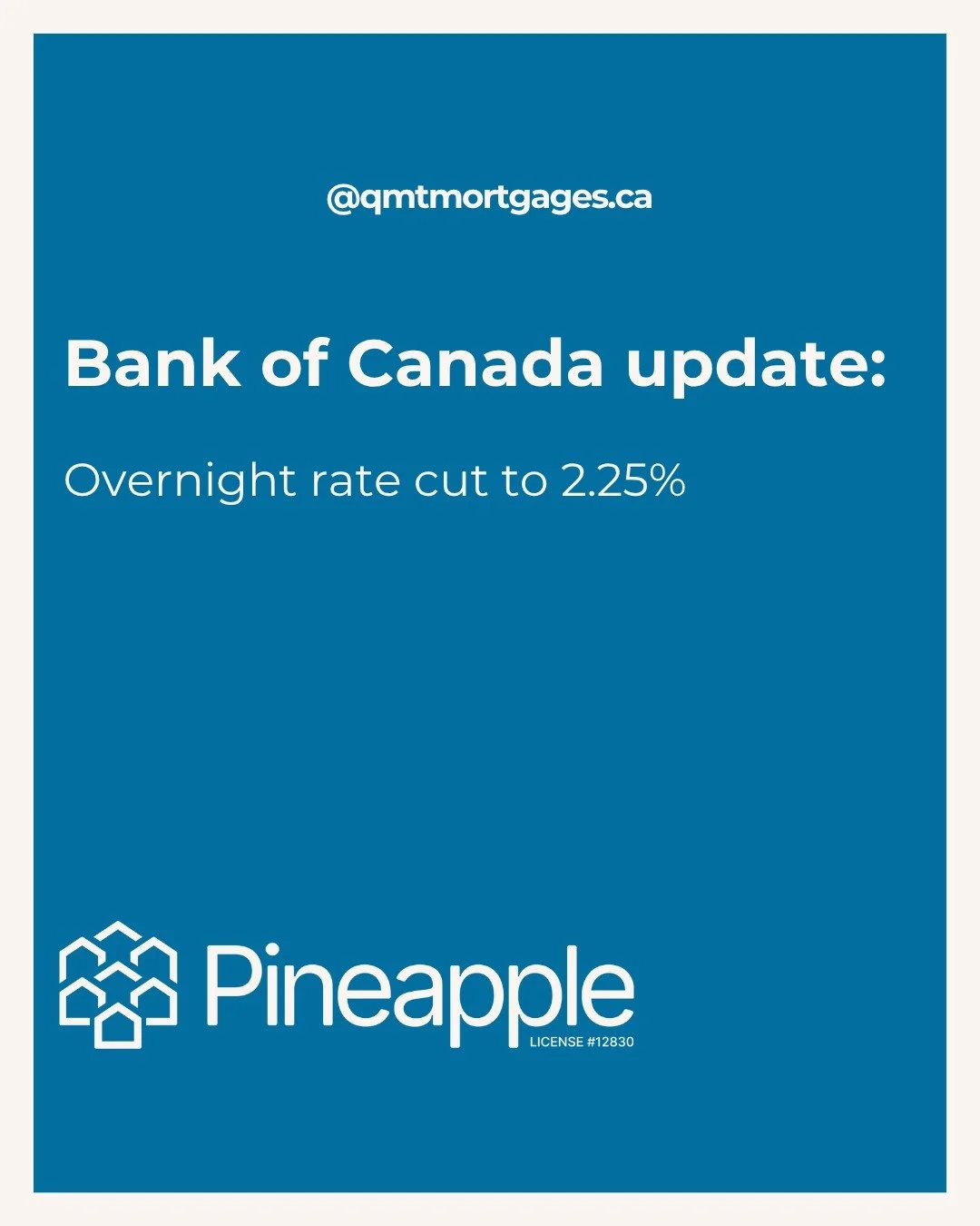 The Bank of Canada just made another move &mdash; cutting the overnight rate to 2.25%.

This decision is aimed at giving the economy a bit of breathing room as inflation continues to ease and growth slows across Canada.

💡 Here&rsquo;s what that mea
