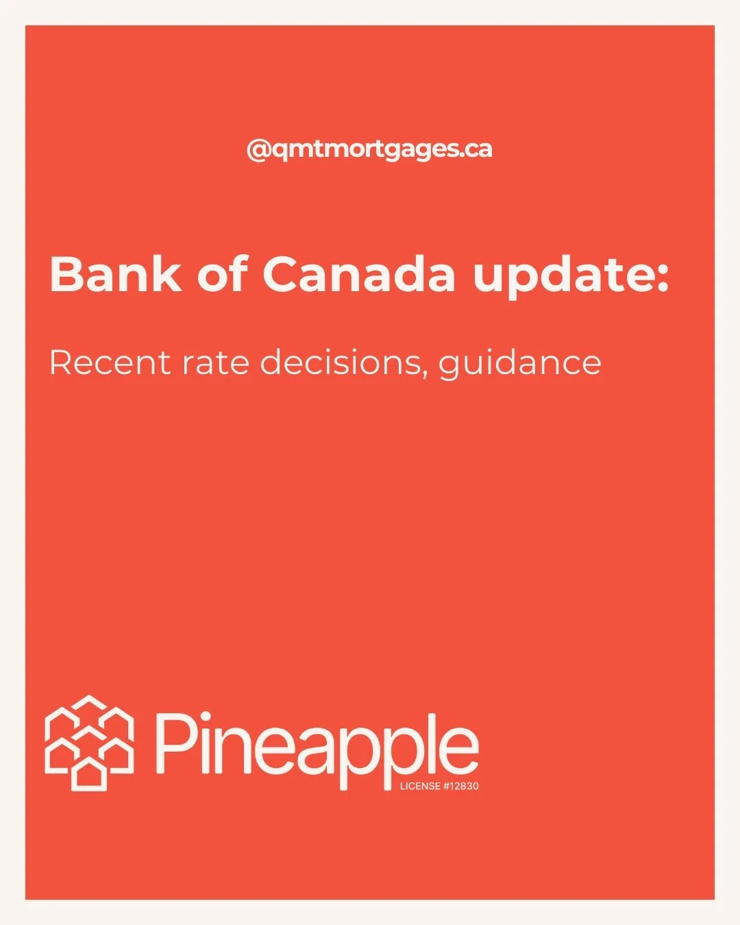 📊 Bank of Canada Rate Update

The Bank of Canada has once again held the overnight rate at 2.25%, marking several consecutive decisions where rates have remained unchanged. This signals a pause as inflation continues to ease and the Bank watches how