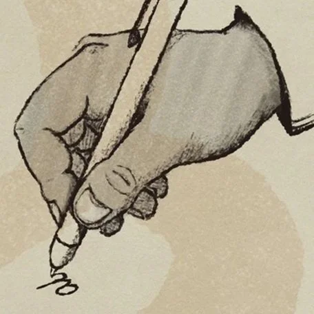 Hand writing in cursive script