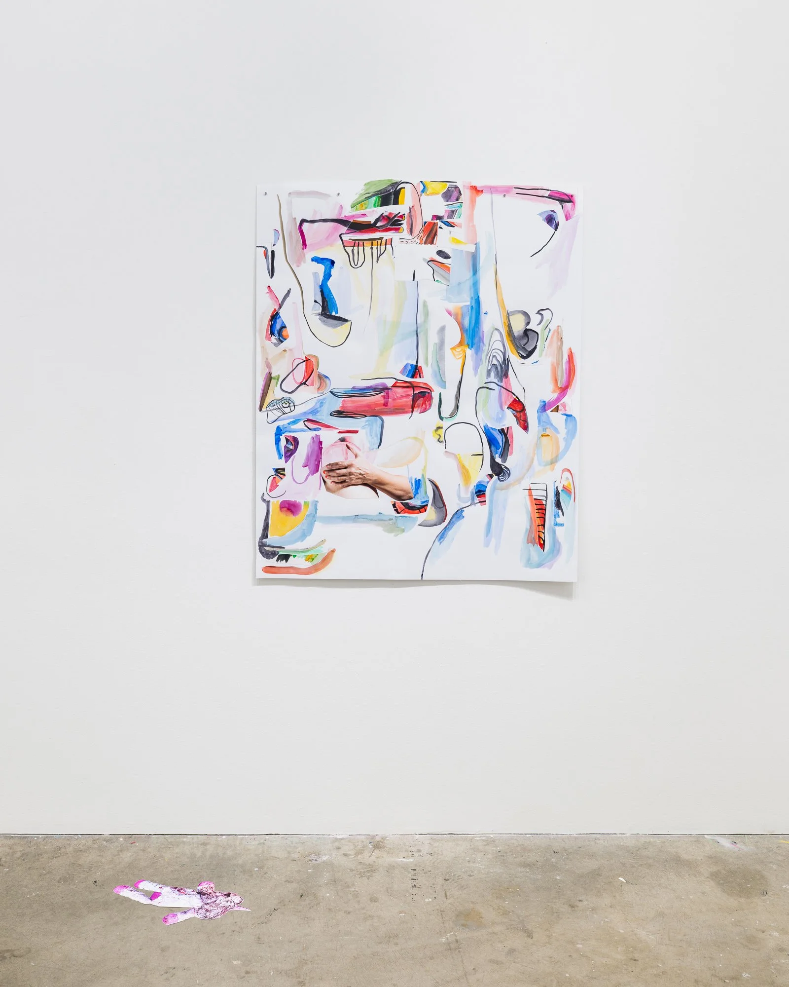 Sudden indescribable tenderness, watercolor and collage on paper, 52x42”, 2019/2026