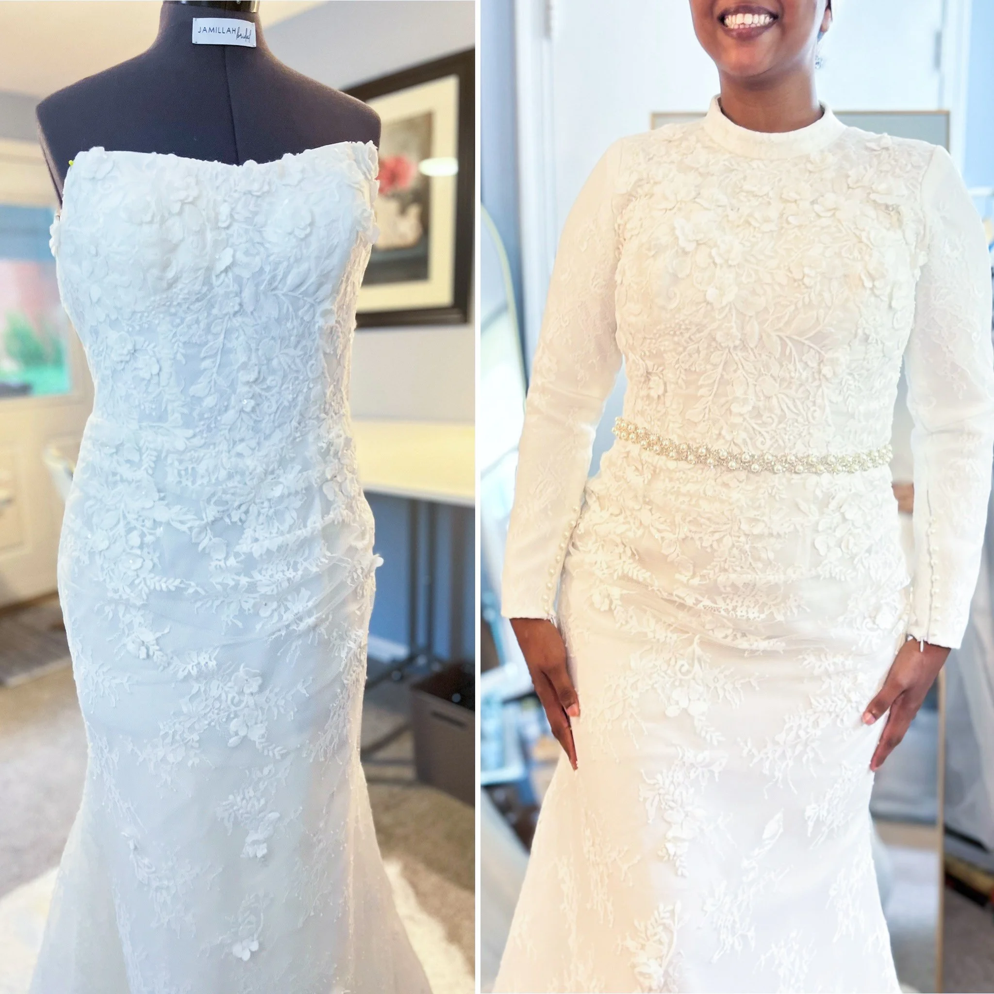 Wedding gown alterations before and after | Jamillah Bridal