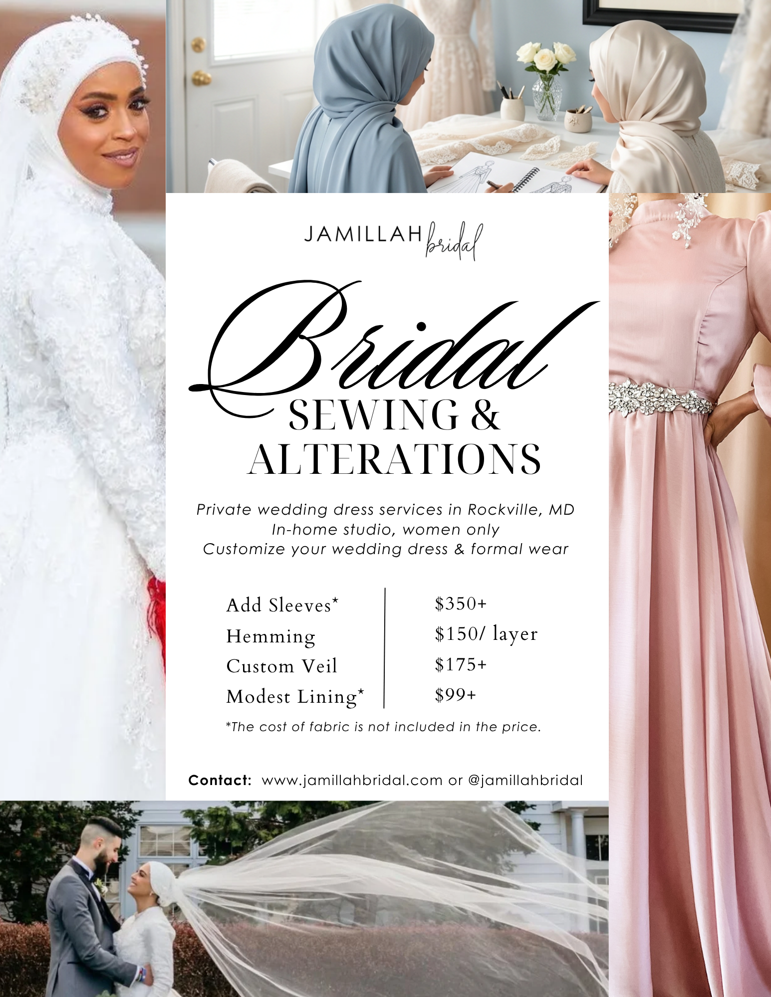 Bridal alterations, wedding dress alterations, modest wedding gown alterations