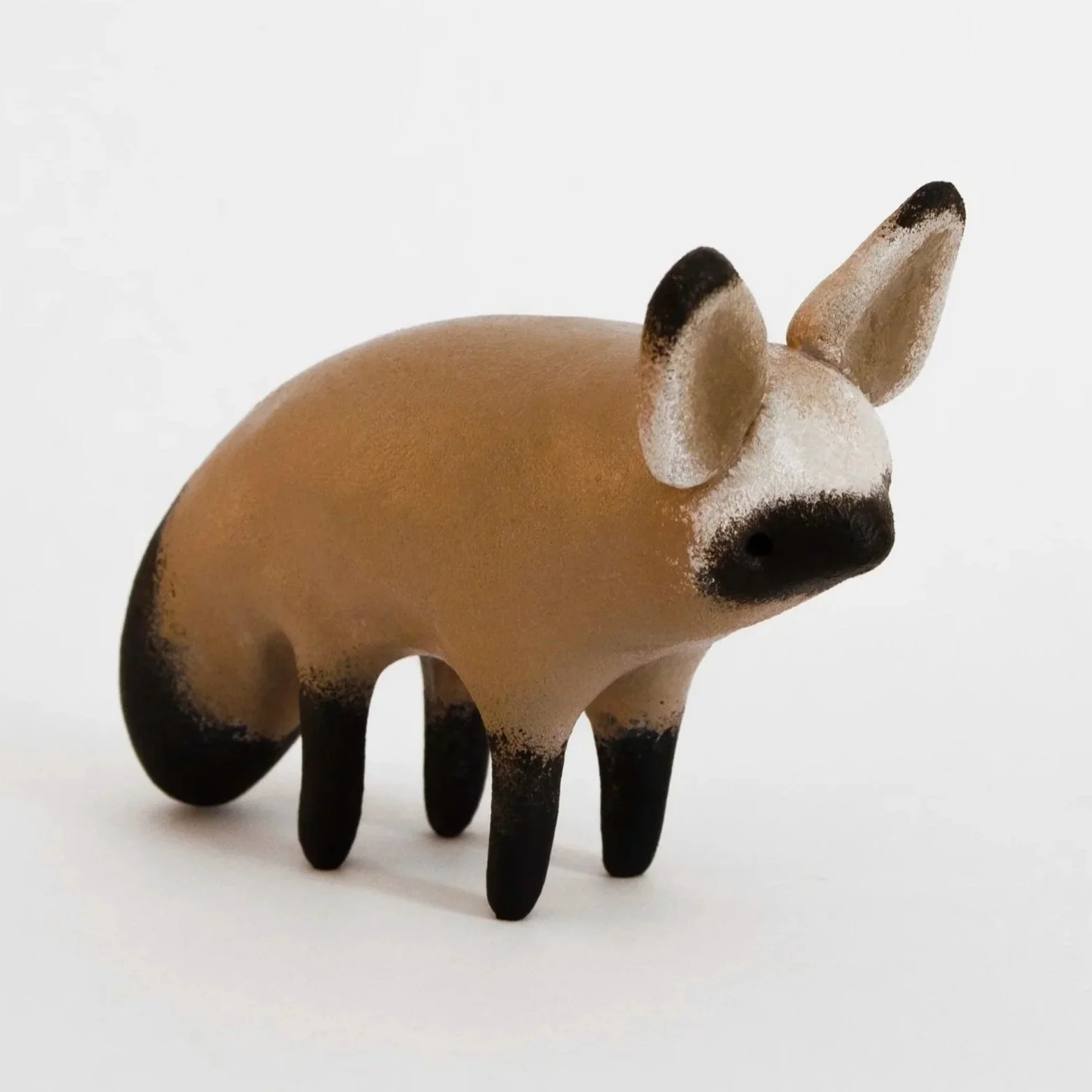 Handmade polymer clay bat eared fox sculpture