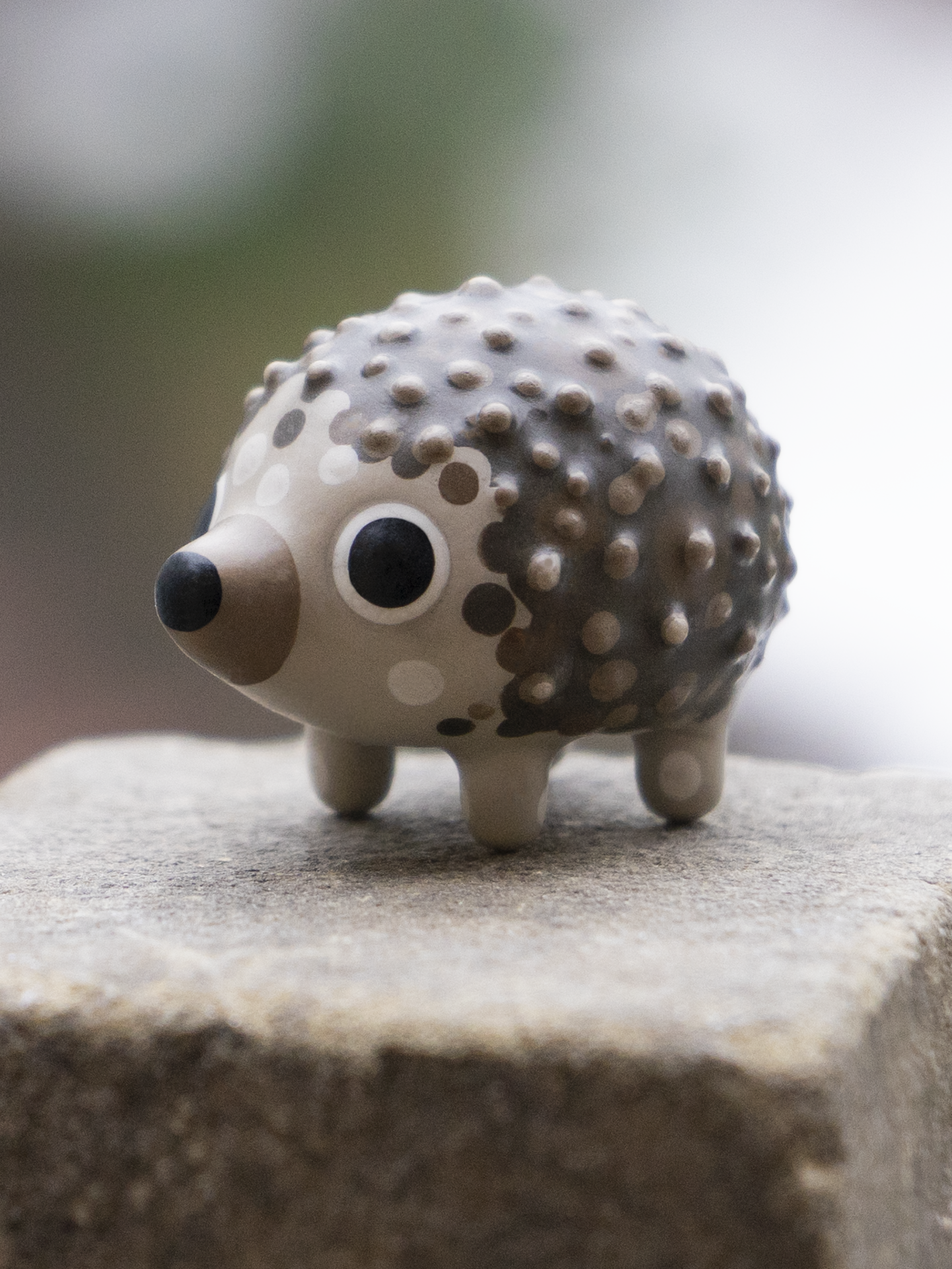 Handmade polymer clay hedgehog sculpture
