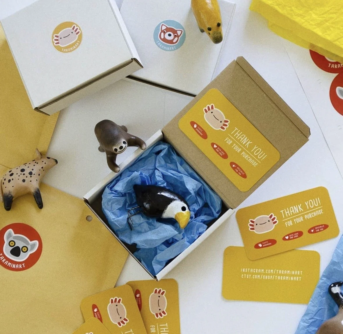 Martina's old workspace and packaging