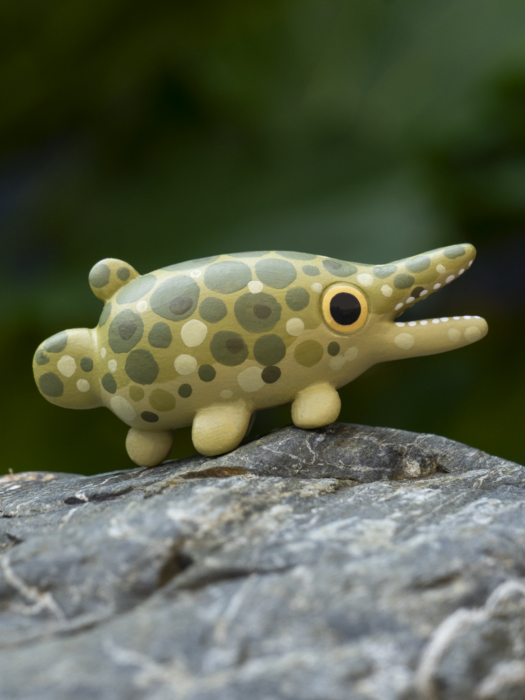 Polymer clay gar fish sculpture by Taraminart