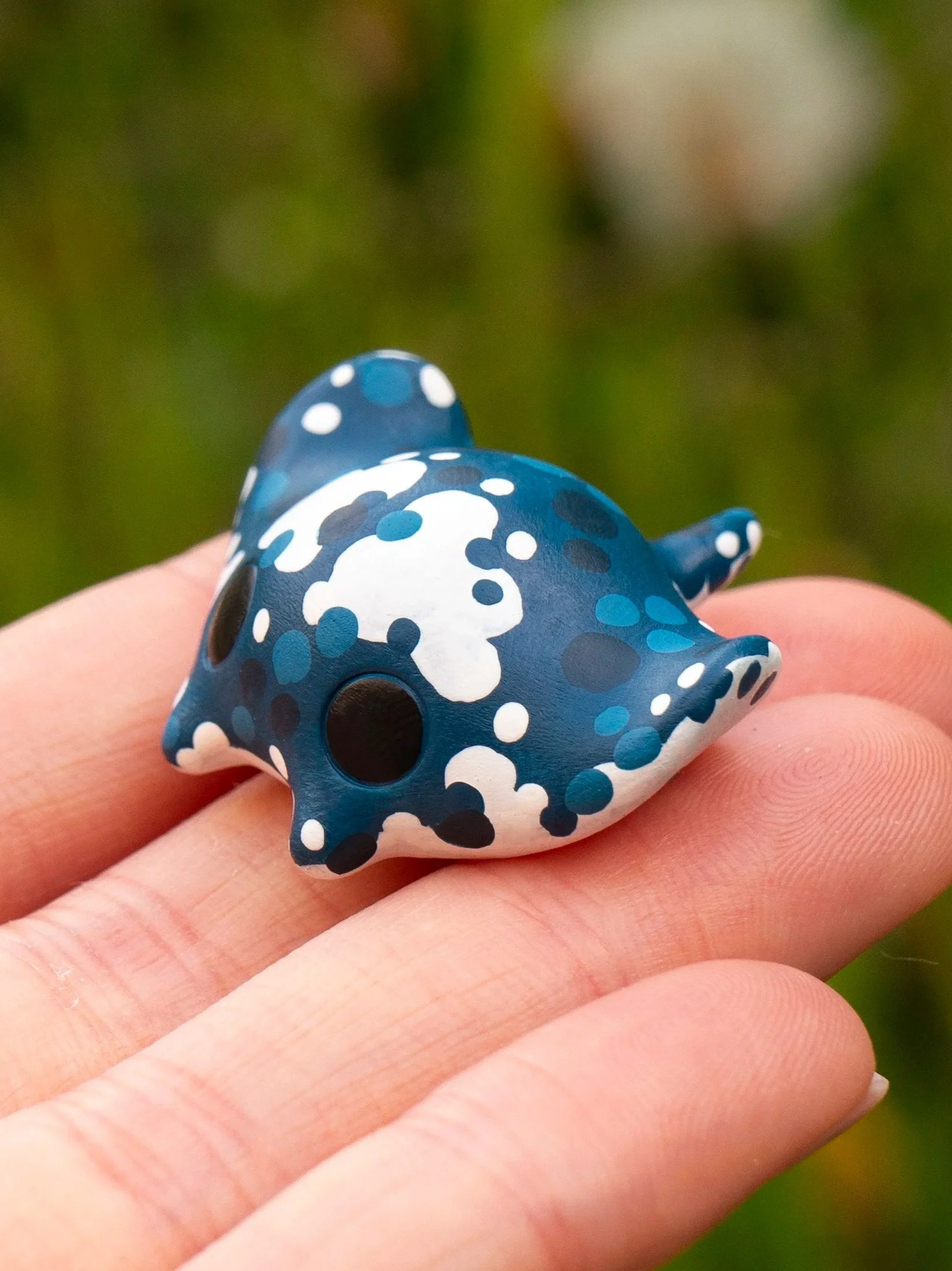 Handmade polymer clay manta ray figurine