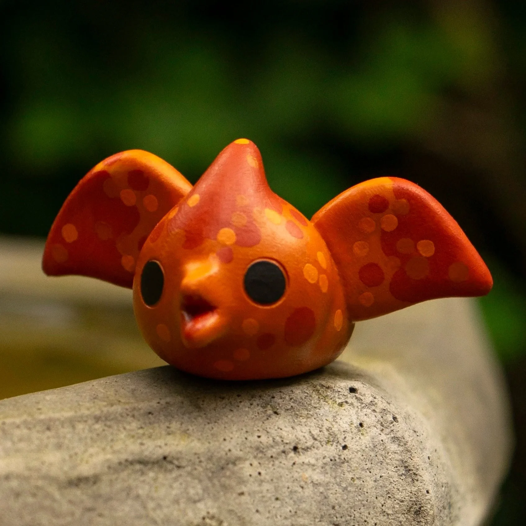 Tiny blue polymer clay dino pterodactyl sculpture