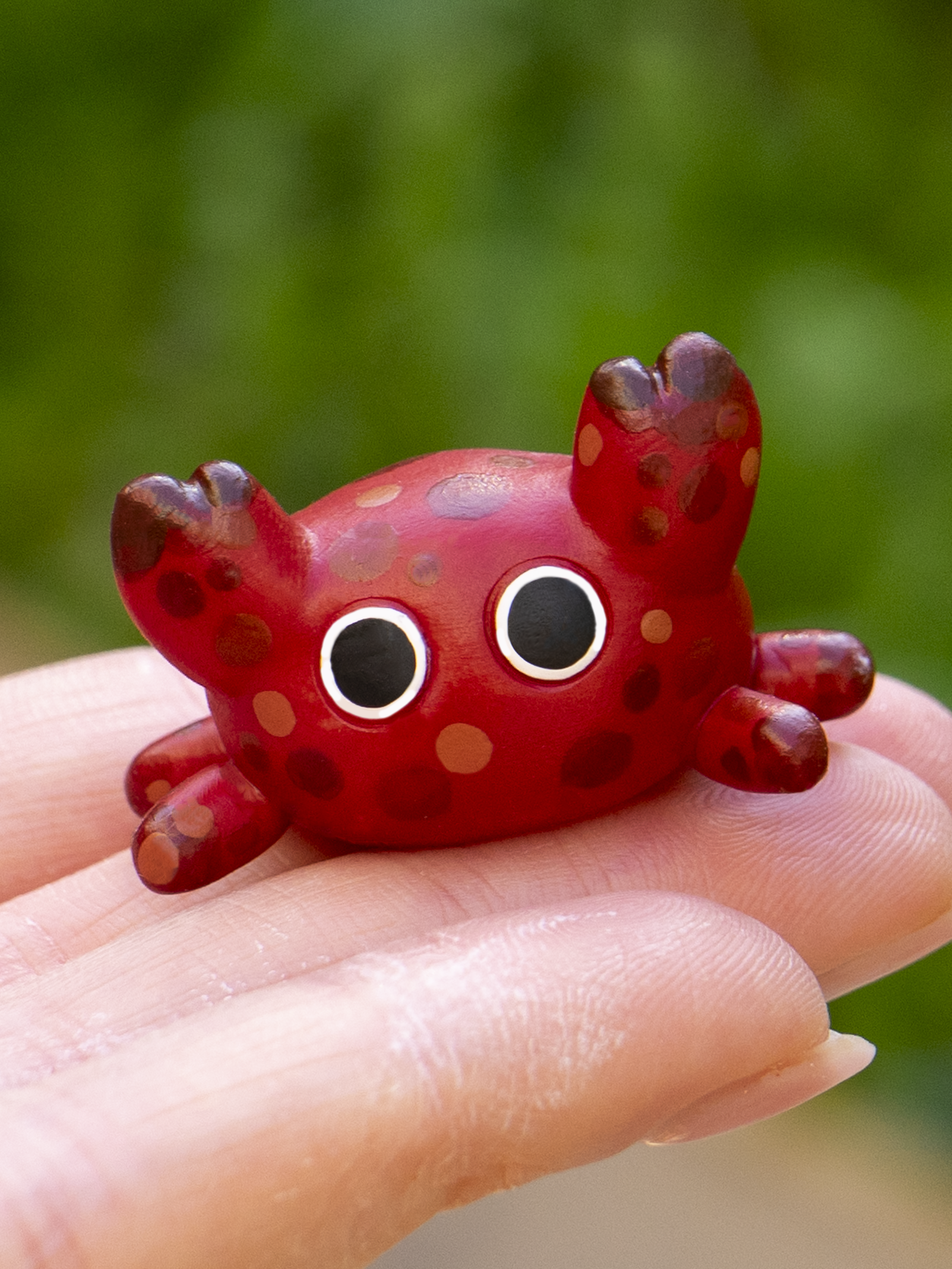 Handmade polymer clay red crab figurine