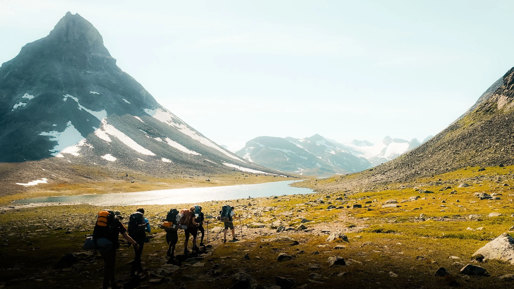  Traversing open valleys and snowcapped peaks deep in Norway. 