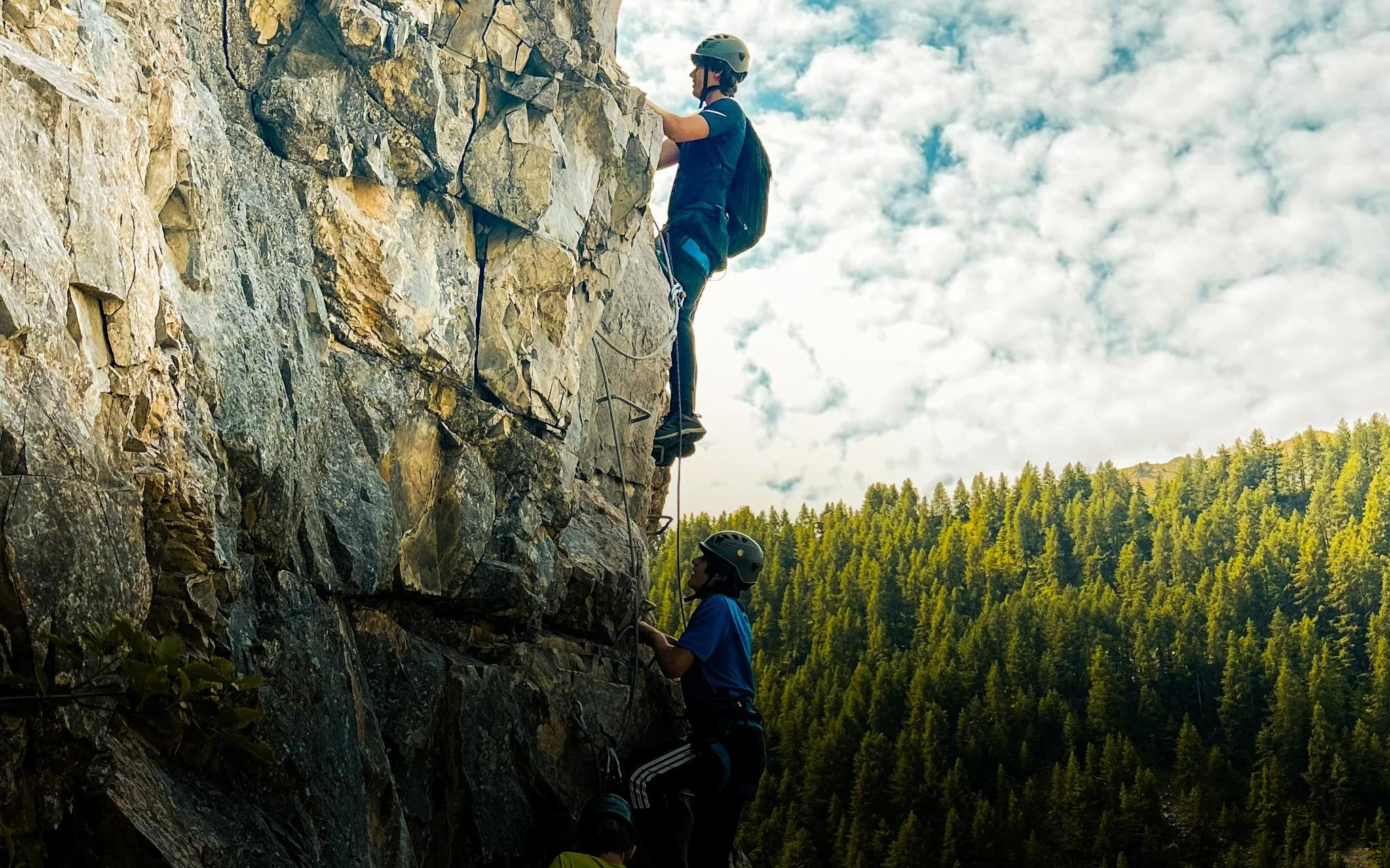  Rock climbing on limestone cliffs in the Pre-Pyrenees. 