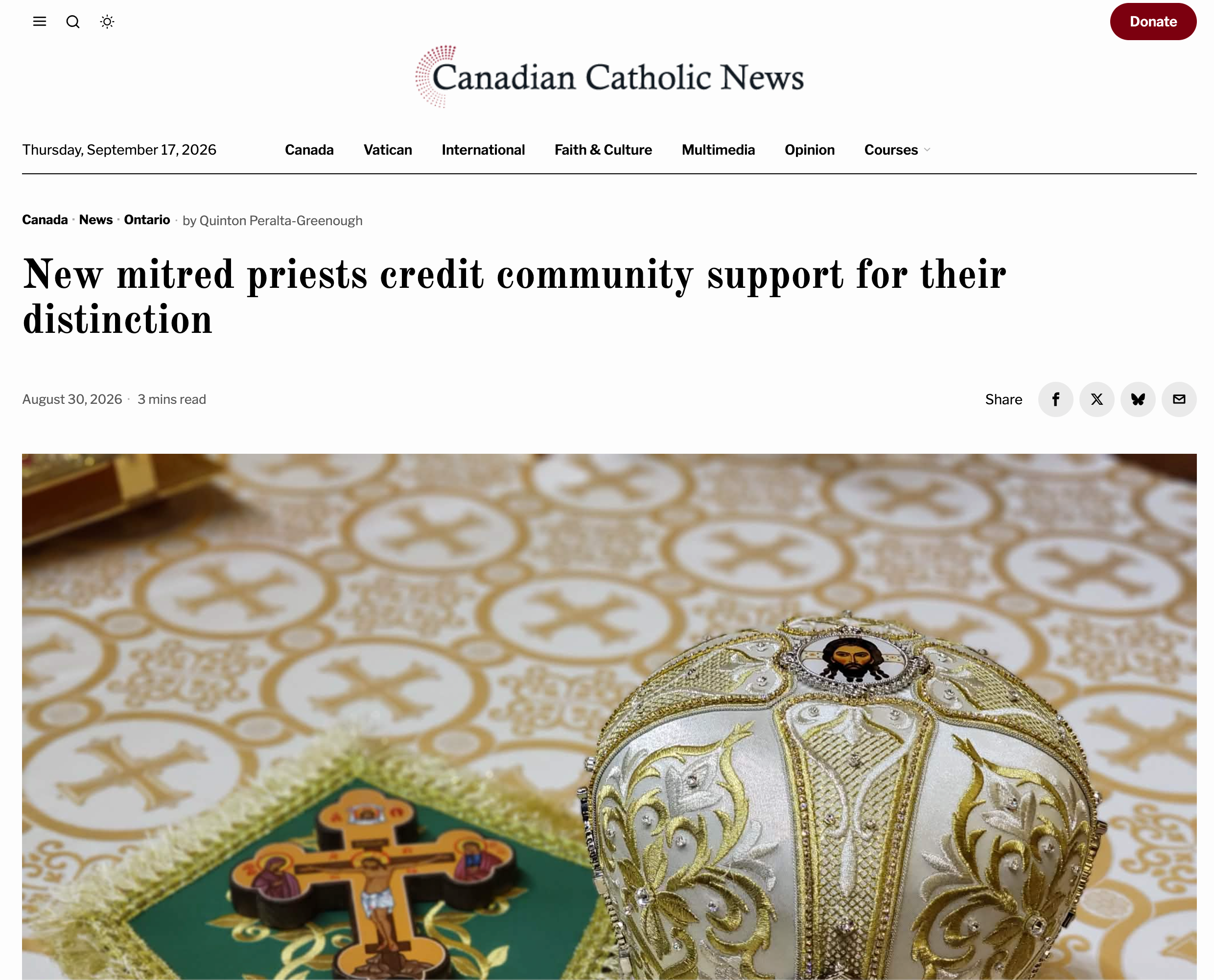 Canadian Catholic News features the newly mitred priests.