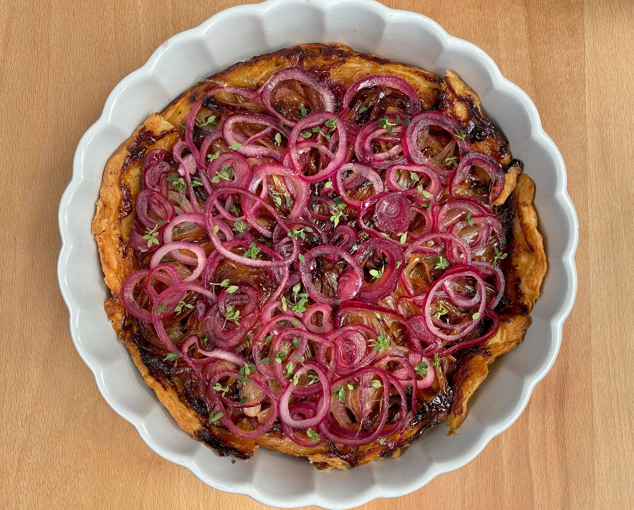 With red onions and apple
