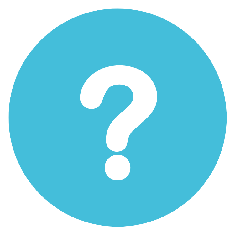 A blue circle with a large black question mark in the center.