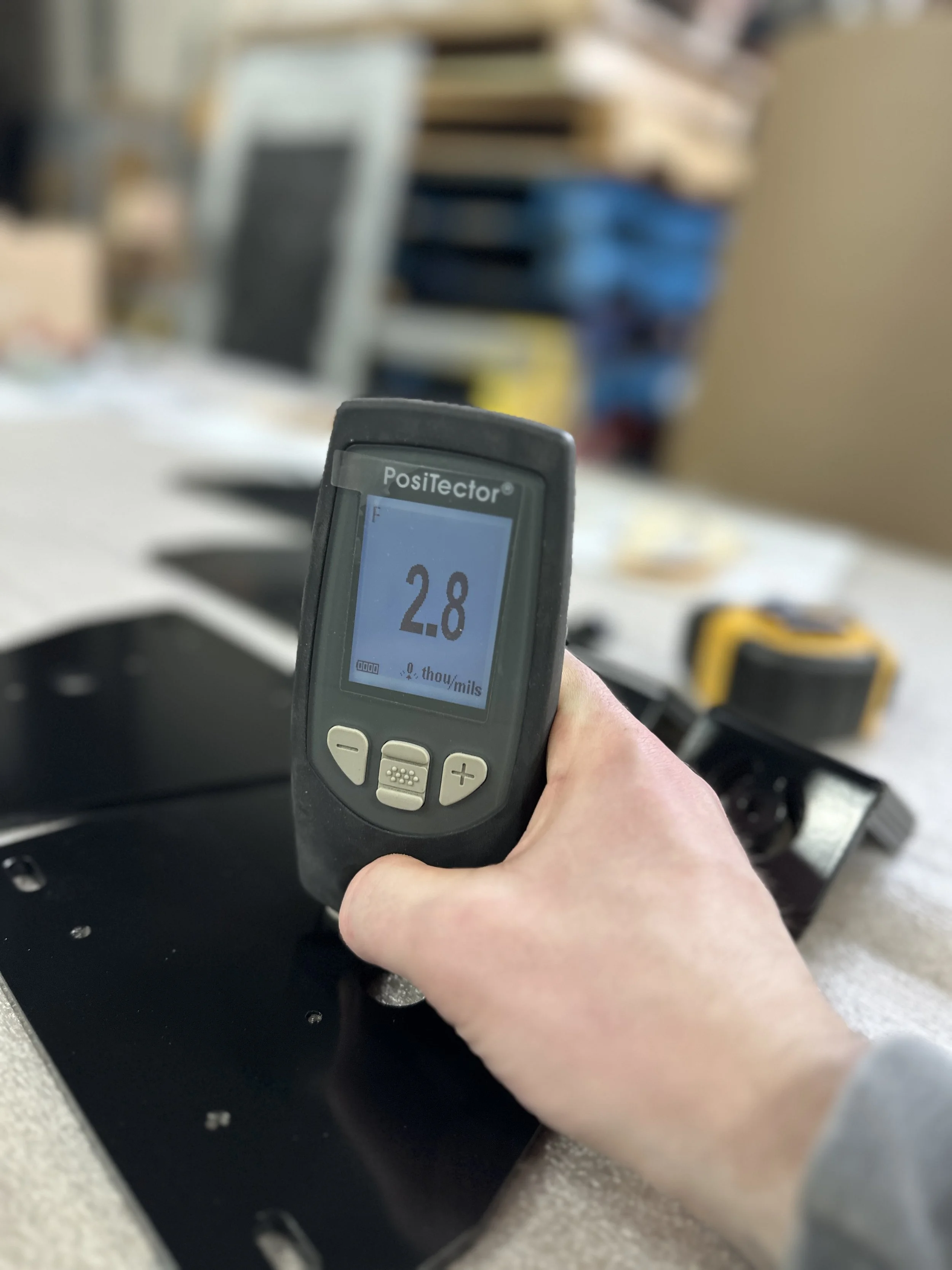 verified dry film thickness measurement on powder coated part