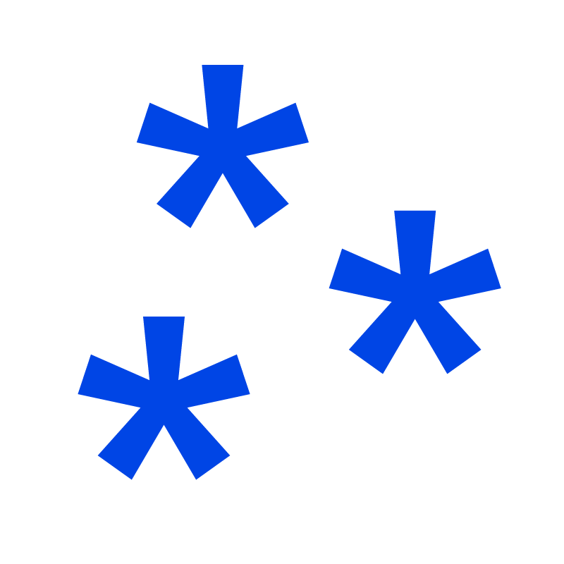 Blue snow graphic, made of asterixes.
