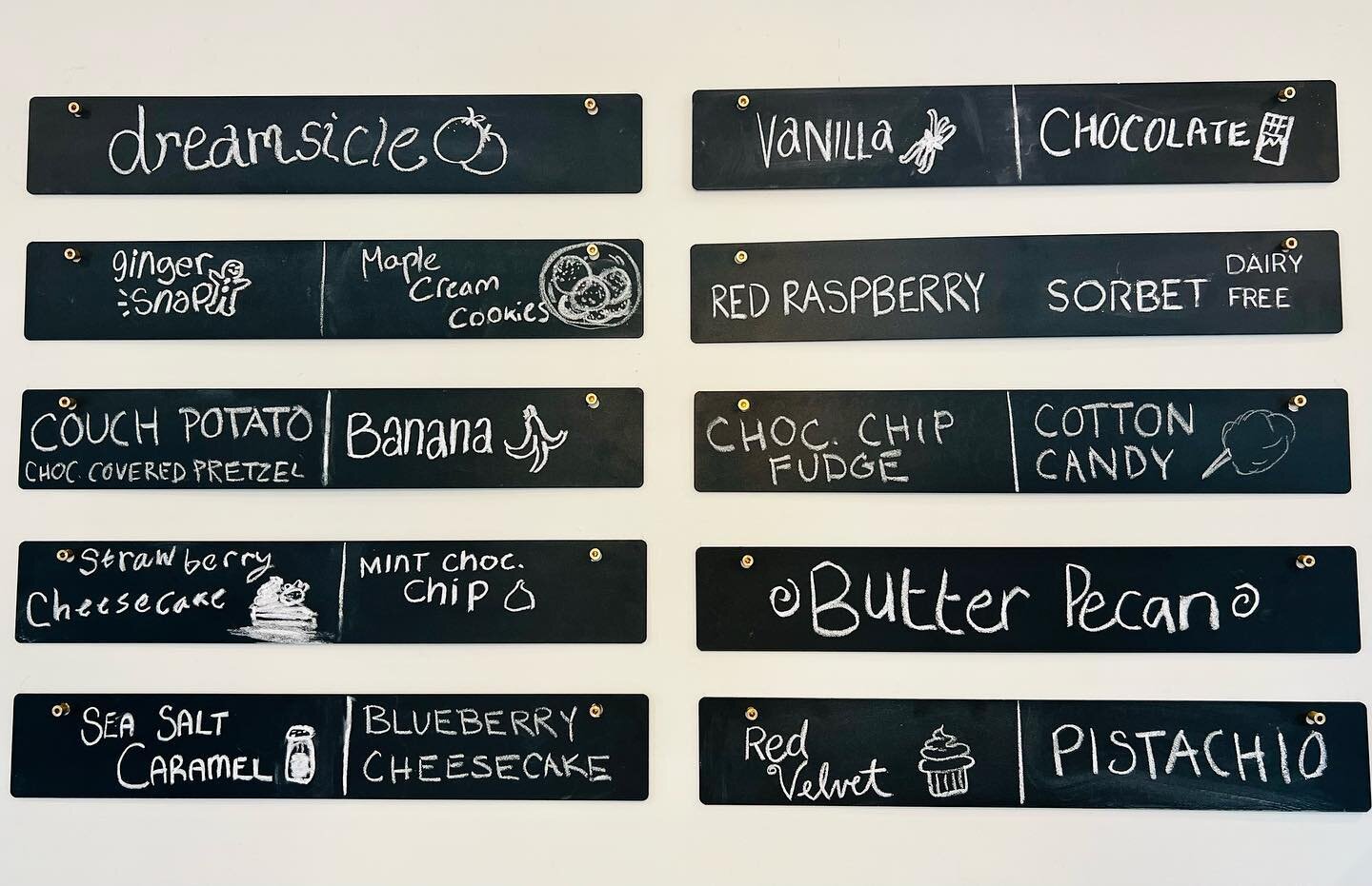 Our flavors are constantly rotating, but here&rsquo;s what we are scooping at this very moment! (Don&rsquo;t worry the Beck family makes the ice cream fresh for us each week so if we run out of a flavor it will return soon!)