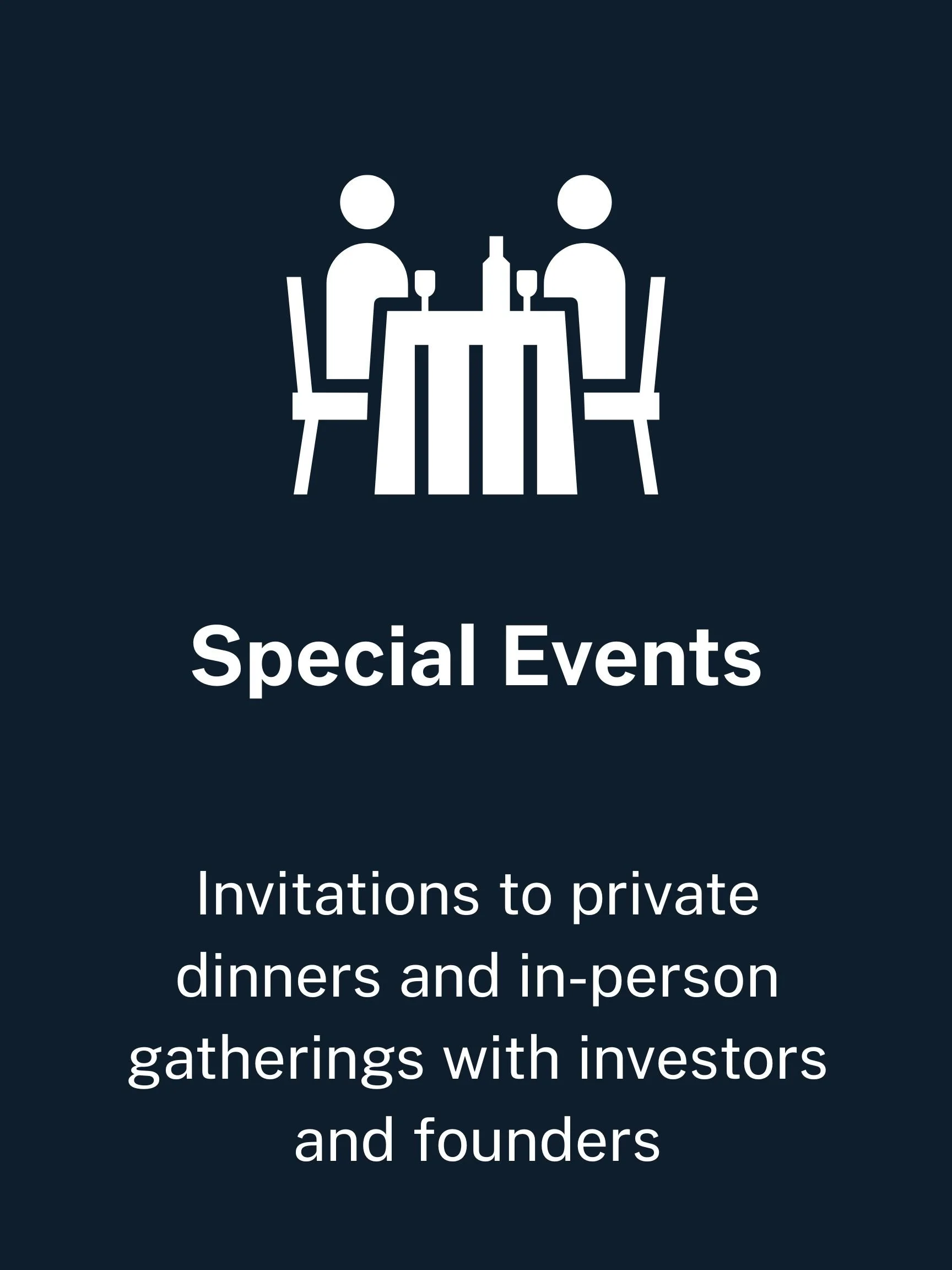 Icon of two people sitting at a table with drinks and bottles, representing a private dinner or gathering