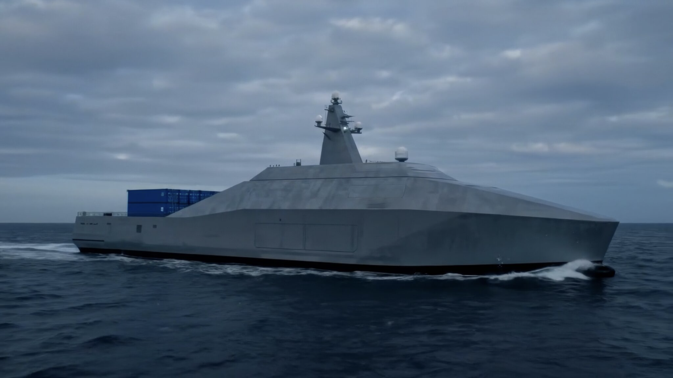 A rendering of Blue Water Autonomy's future unmanned surface vessel