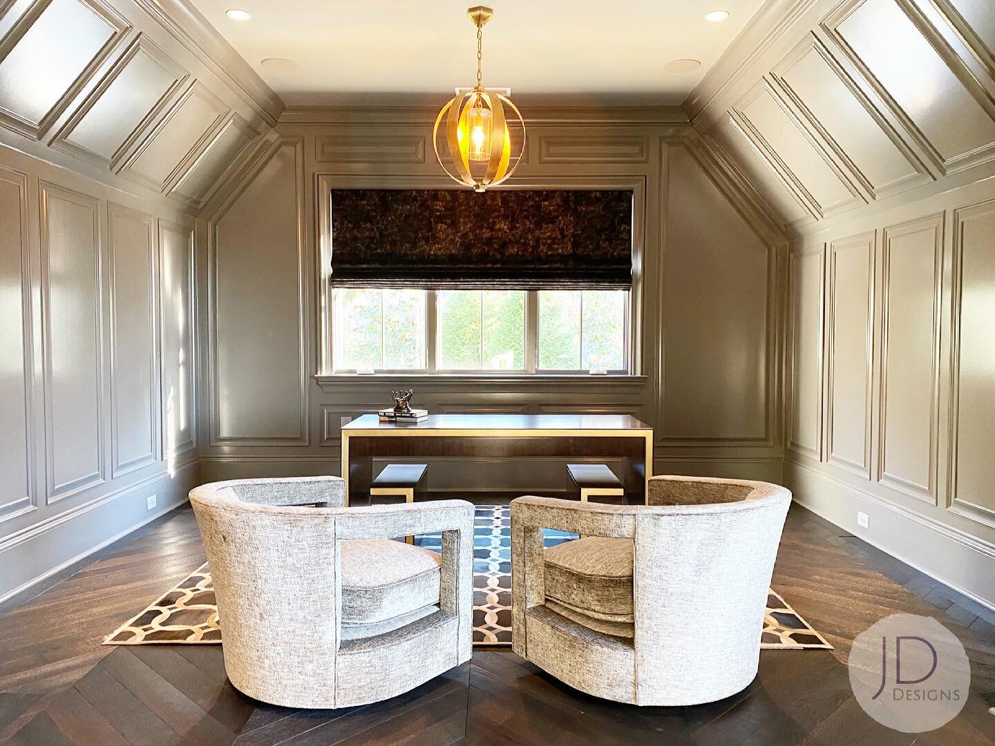 Studio G Nola Jet with Black and Gold Velvet for the Win! Who wouldn&rsquo;t want to work in this office?