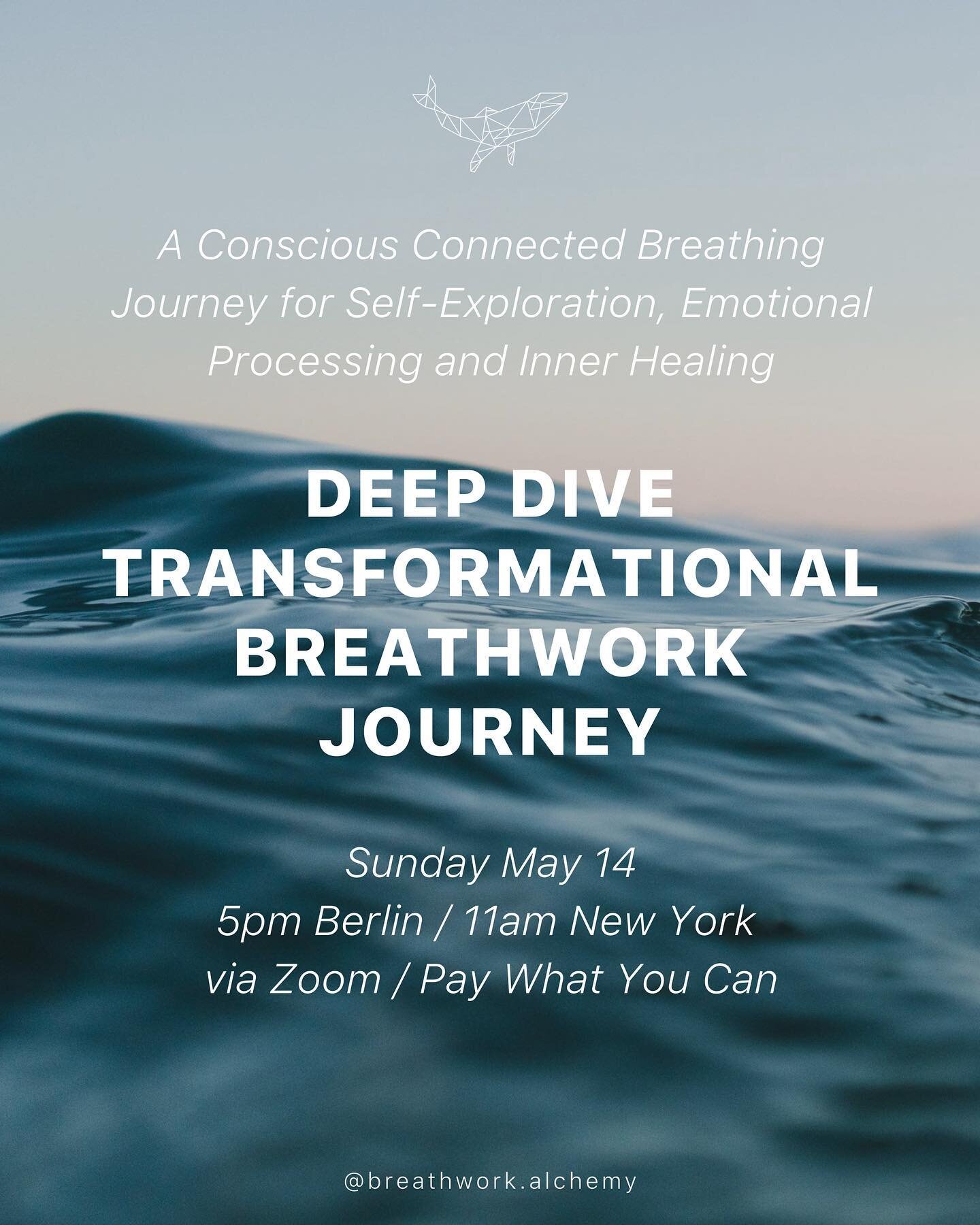 Let&lsquo;s breathe and dive deep together! BREATHWORK TO HEAL, FEEL AND RELEASE 💨 - a 2.5-hour online breathwork session next Sunday May 14th!

🐋 Transformational Breathwork is an active meditation using the conscious connected breathing technique