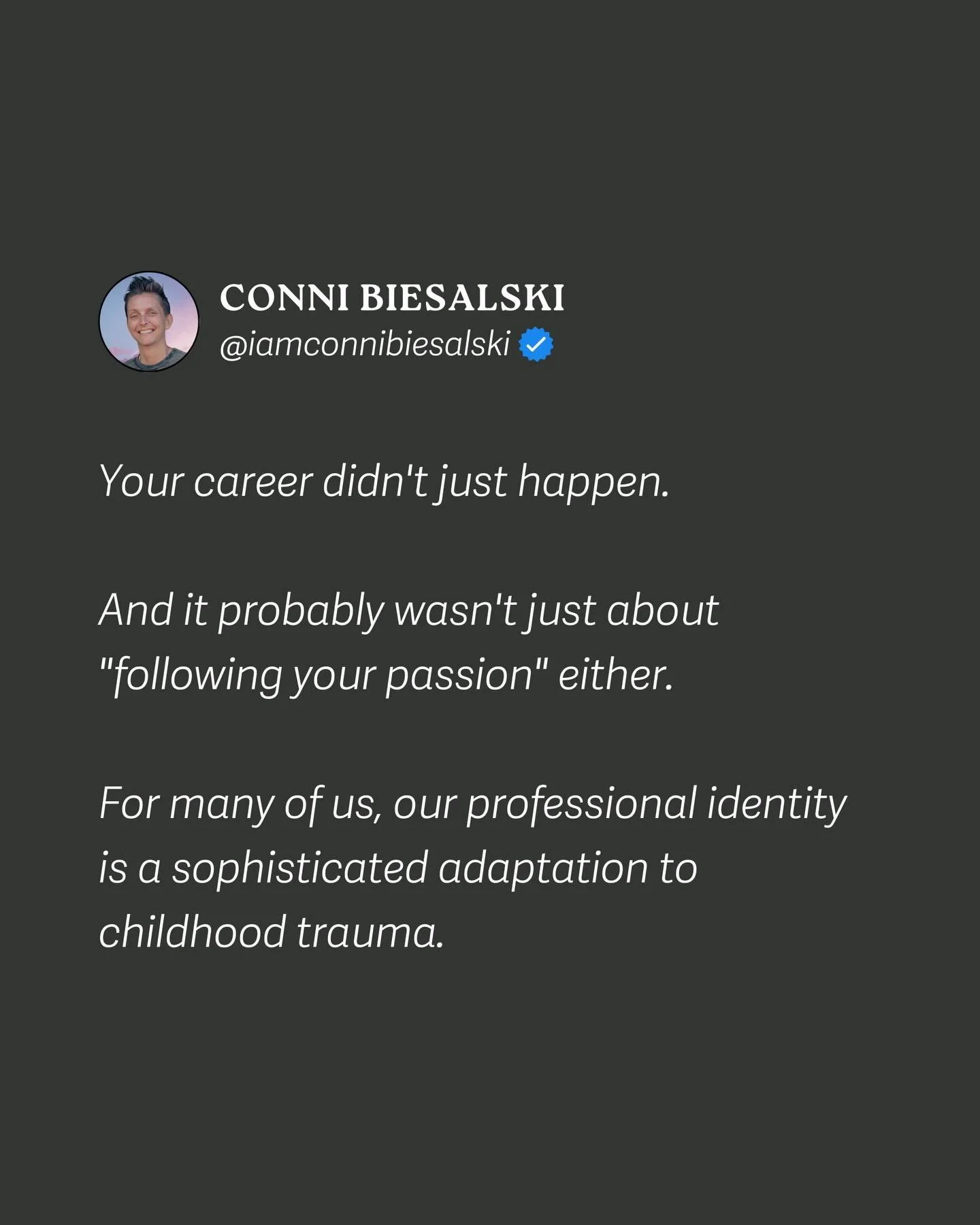 True career satisfaction doesn&rsquo;t come from finding the &bdquo;right&ldquo; profession.

It comes from healing enough that whatever we choose comes from wholeness rather than deficit.

I eventually quit the perpetual nomad lifestyle of chasing f