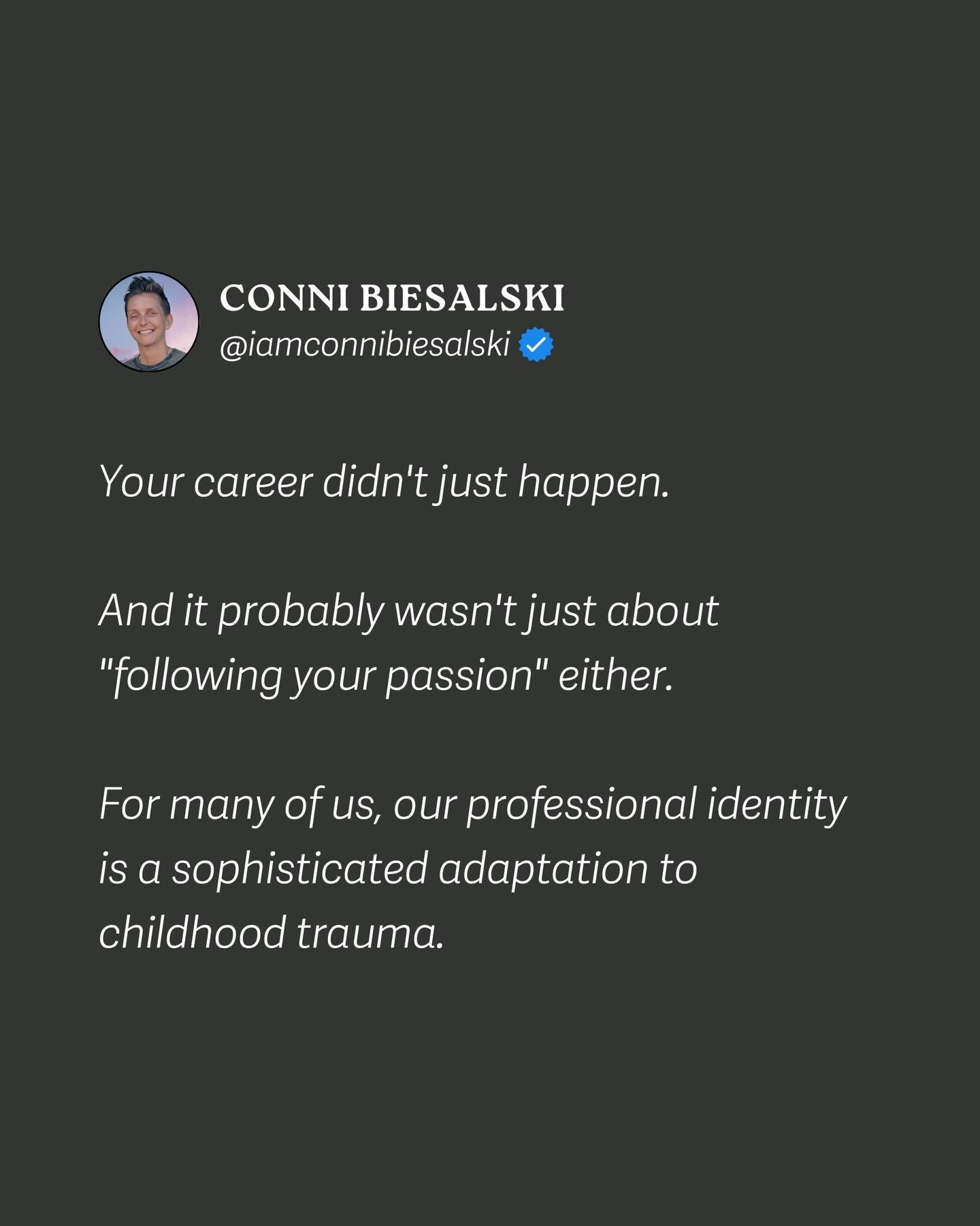 True career satisfaction doesn&rsquo;t come from finding the &bdquo;right&ldquo; profession.

It comes from healing enough that whatever we choose comes from wholeness rather than deficit.

I eventually quit the perpetual nomad lifestyle of chasing f