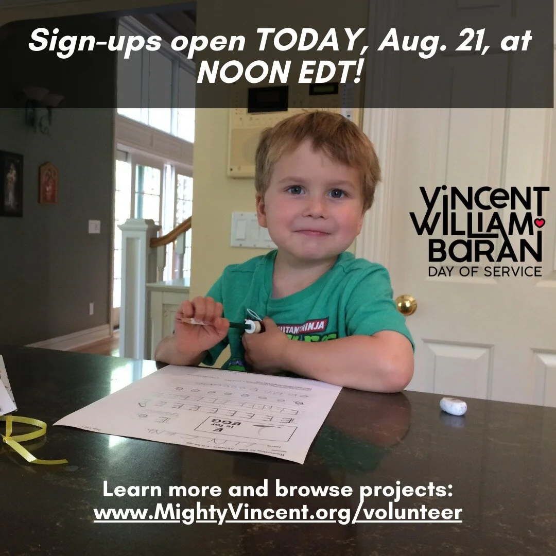 Registration opens for all service projects TODAY (Monday, Aug. 21) at noon EDT! Get ready! #MightyVincent