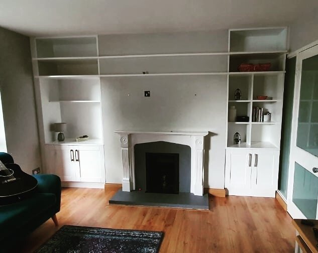 Alcove Shelving Units completed for an existing client in Rathfarnam. As you can see from the pictures these units have created&nbsp;a surplus of space allowing for extra storage in their home. 

We also created a small study area which was custom fi
