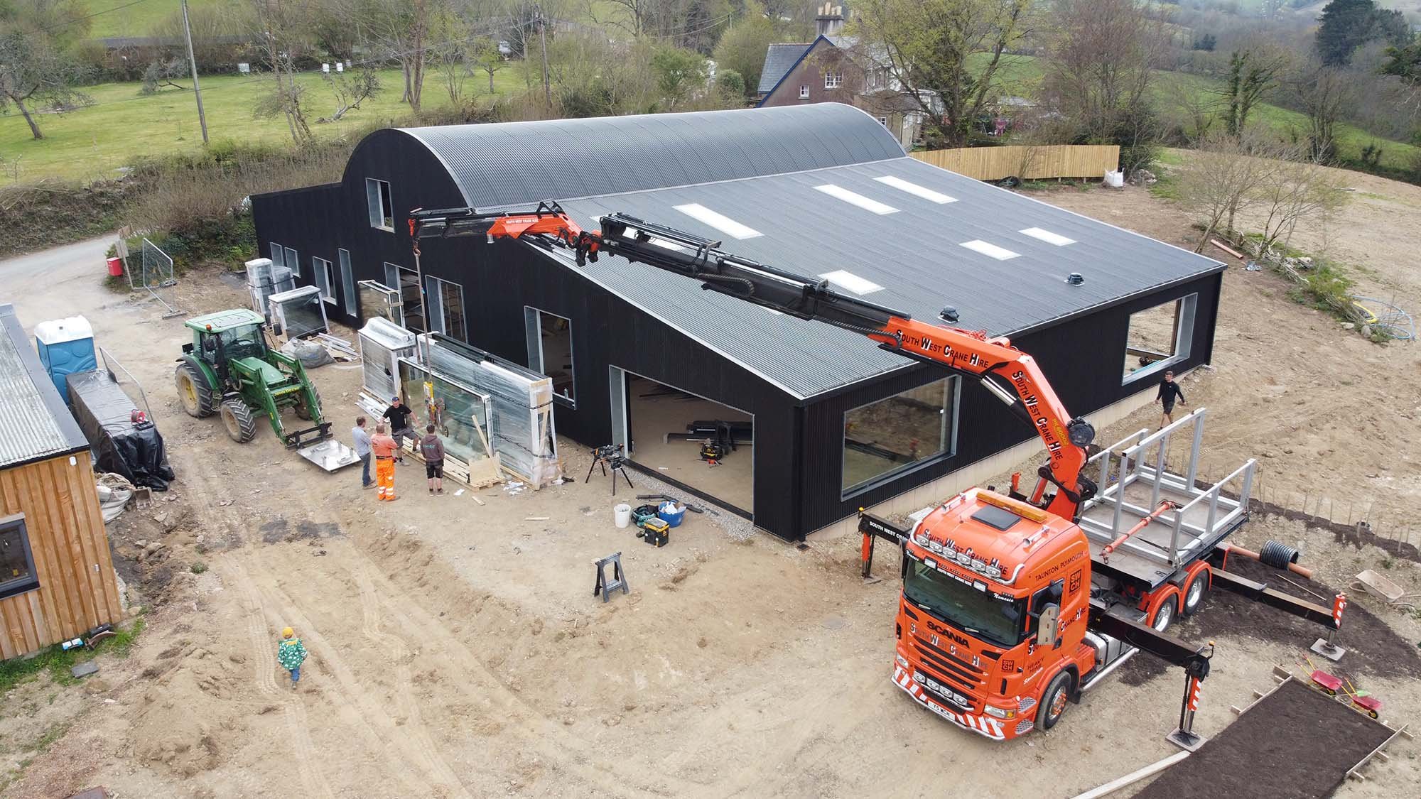 Class Q barn conversion black corrugated. construction.jpg