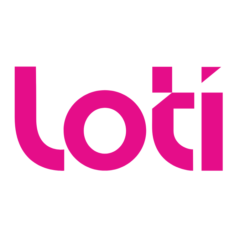 The logo for the TV series "Loti," featuring the word "Loti" in pink stylized font on a black background.