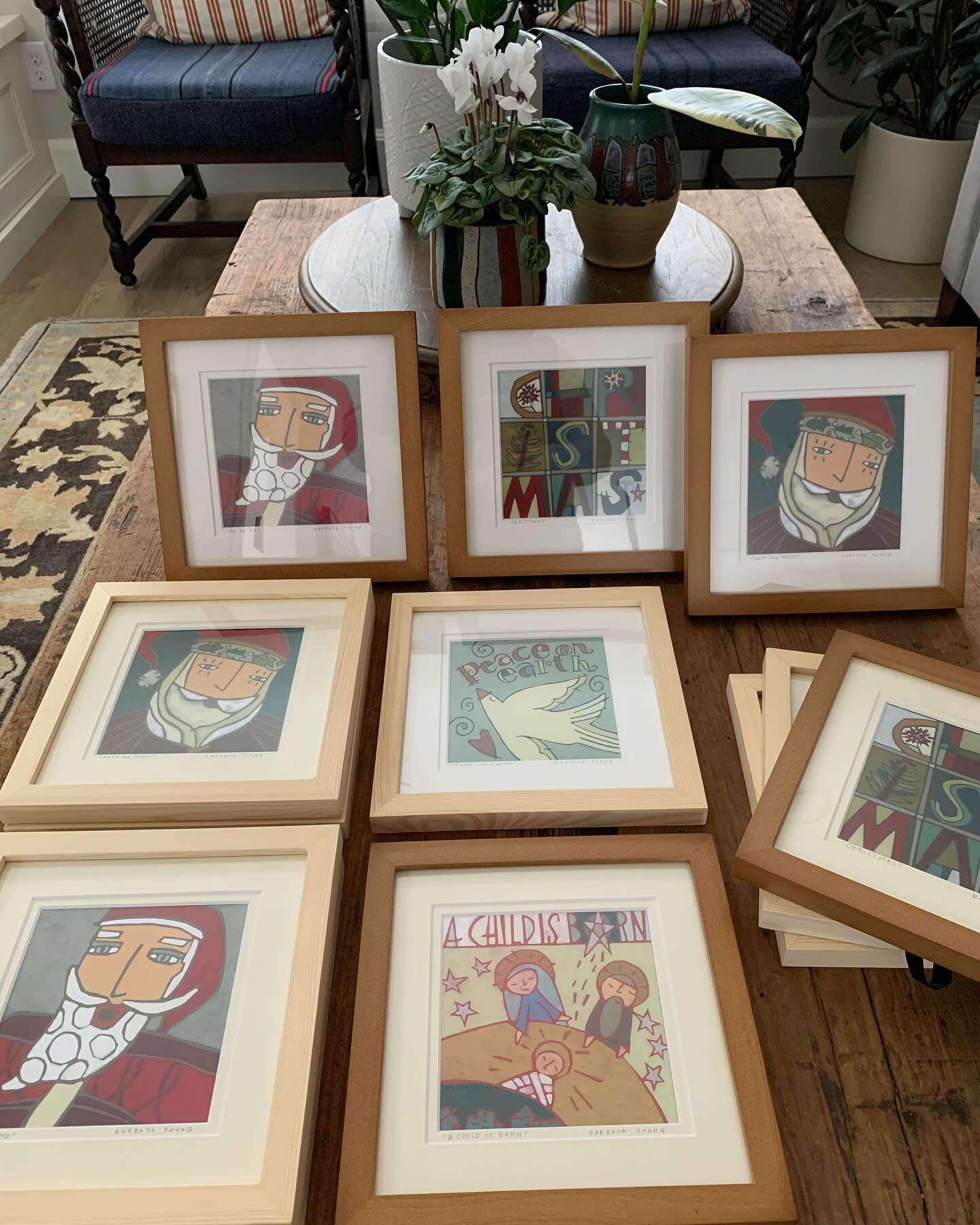 I&rsquo;m just headed out the door to add these FUN CHRISTMAS PRINTS to my booth @utahartmarket  They are framed with a double mat. Available by noon today.  Come do some Christmas shopping 😁