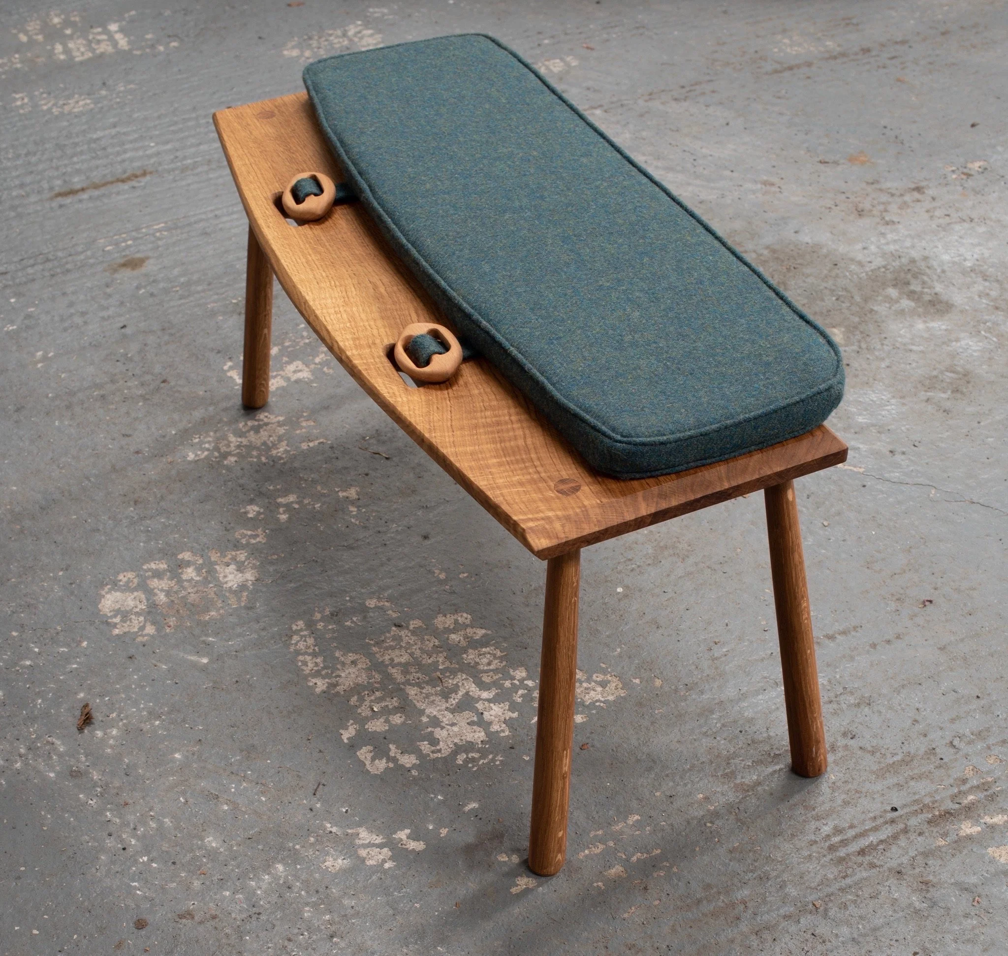 Cranc bench with Harris tweed cushion - Available to pre-order