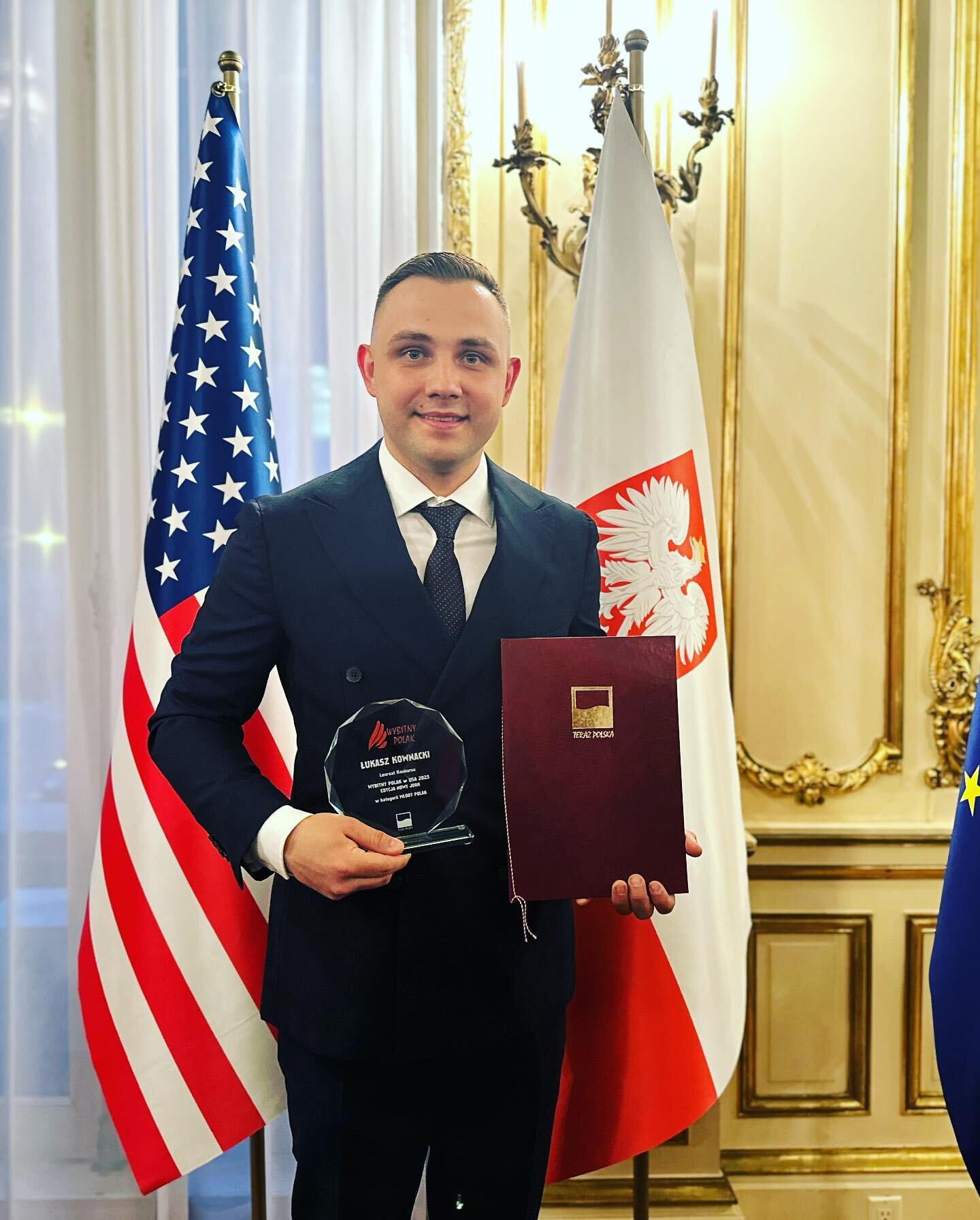Honored to be chosen as 2023 Young Ambitious Polish American at the NYC Polish Embassy. I am truly blessed to have the support and love from my circle. All my achievements and motivation comes from the real/tough love from my Fianc&eacute;, Parents, 