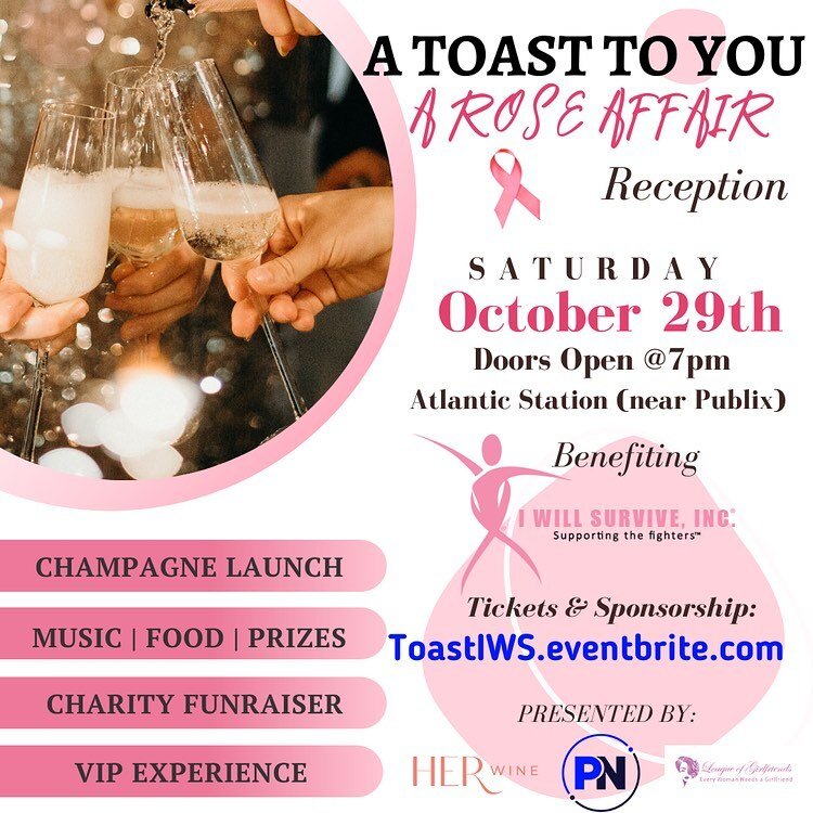 In honor of ♡ Breast Cancer Awareness Month ♡

We are celebrating and celebrating in a big way this year.

This Saturday, we have TWO events for you to choose from:
DAYTIME: Pink Pop-Up: Party &amp; Shopping Experience

EVENING: A Toast To You: A Ros