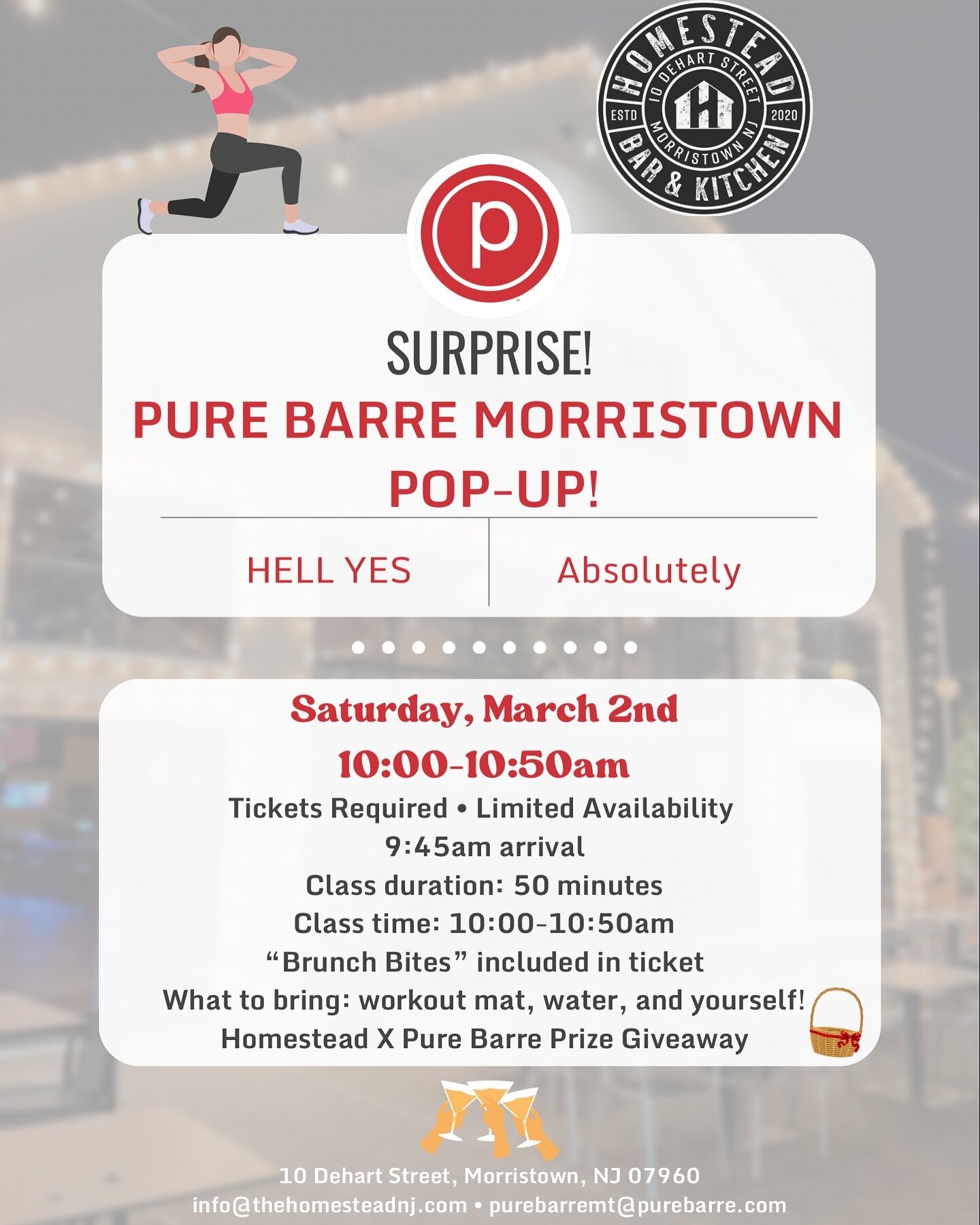 If you love some self-care and *balance*&hellip; we&rsquo;ve got something for you! Join us and @purebarremorristown before our opening hours for a good movement morning workout, some post workout mimosas and INCLUDED brunch bites, ✨⚡️🧘🏽&zwj;♀️ Det