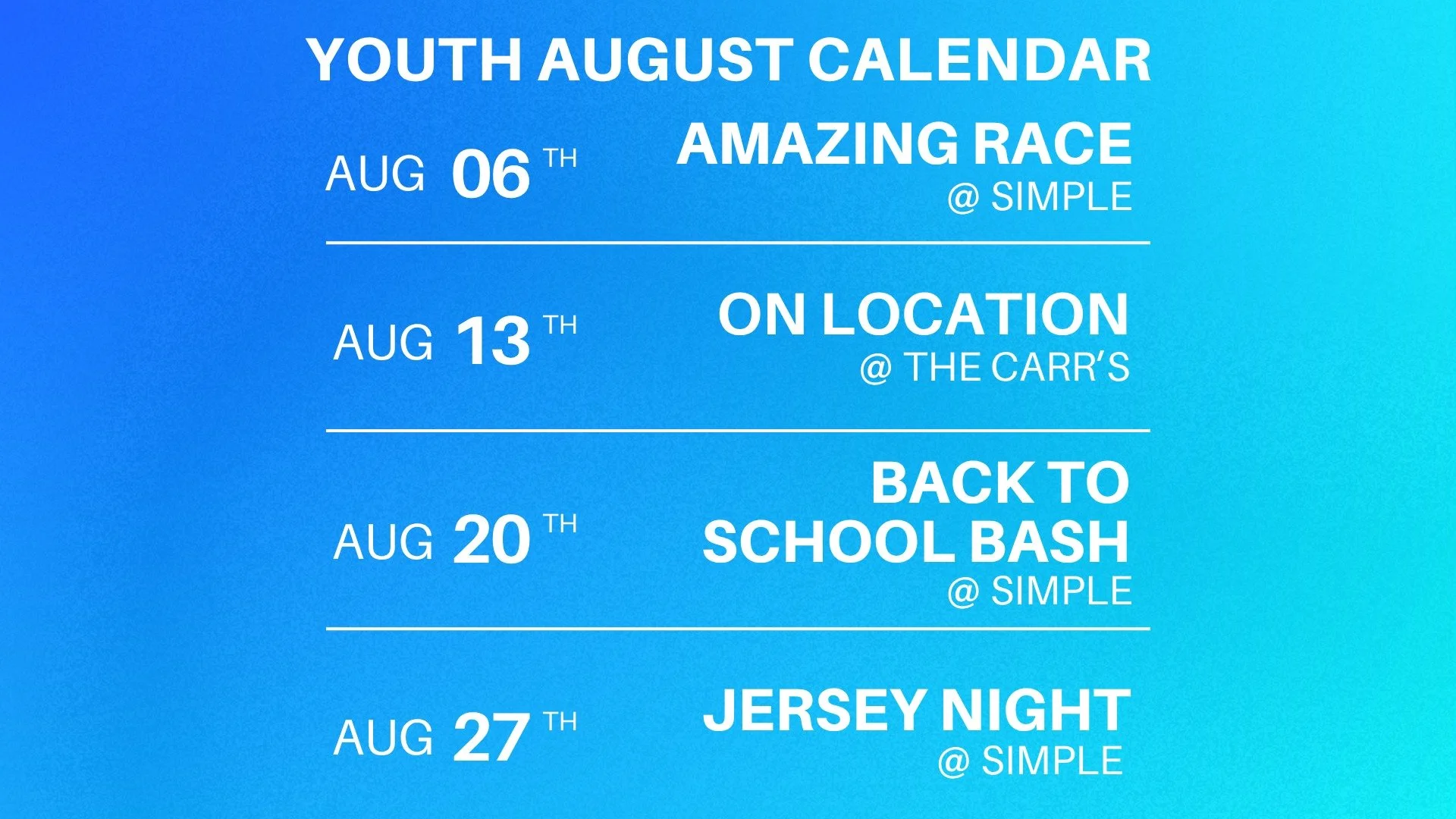 The House August Calendar!! 2025 Graduated Seniors' last week is August 13 😔