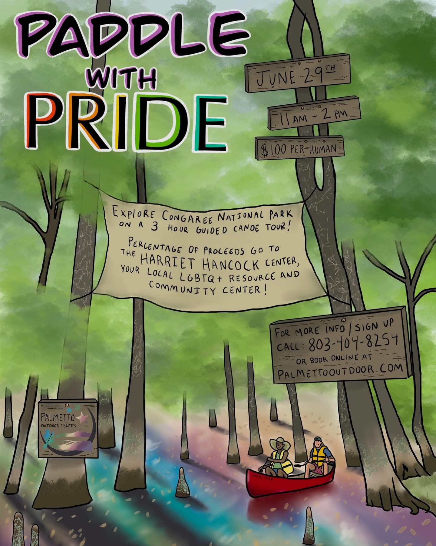 Paddle for a purpose this June 29 🏳️&zwj;🌈

Join our senior guide Hannah on a 3 hour guided tour at @congareenps and explore South Carolina&rsquo;s only National Park.  A portion of every booking will be donated to @harriethancockcenter .  Book onl