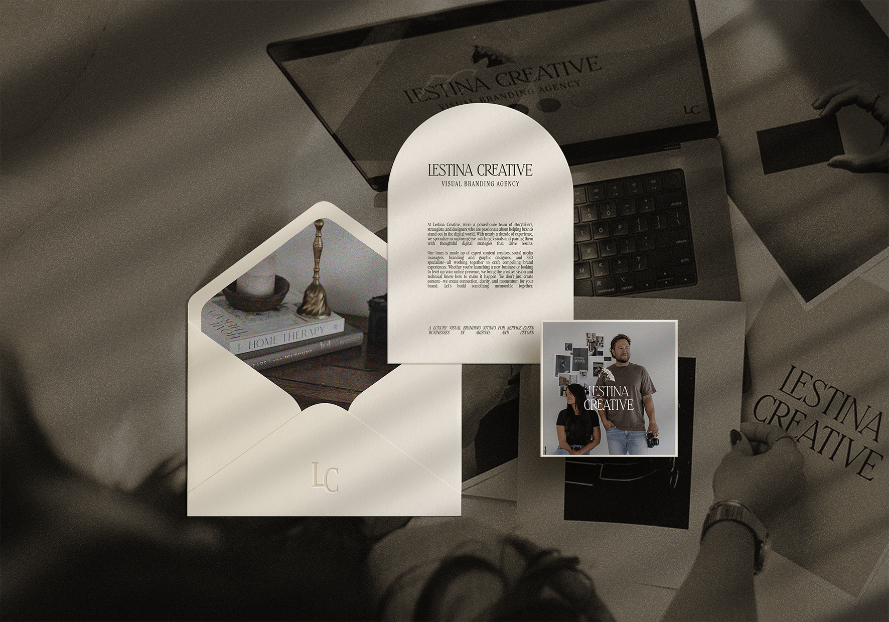 A suite of branded design materials for a luxury visual branding agency.