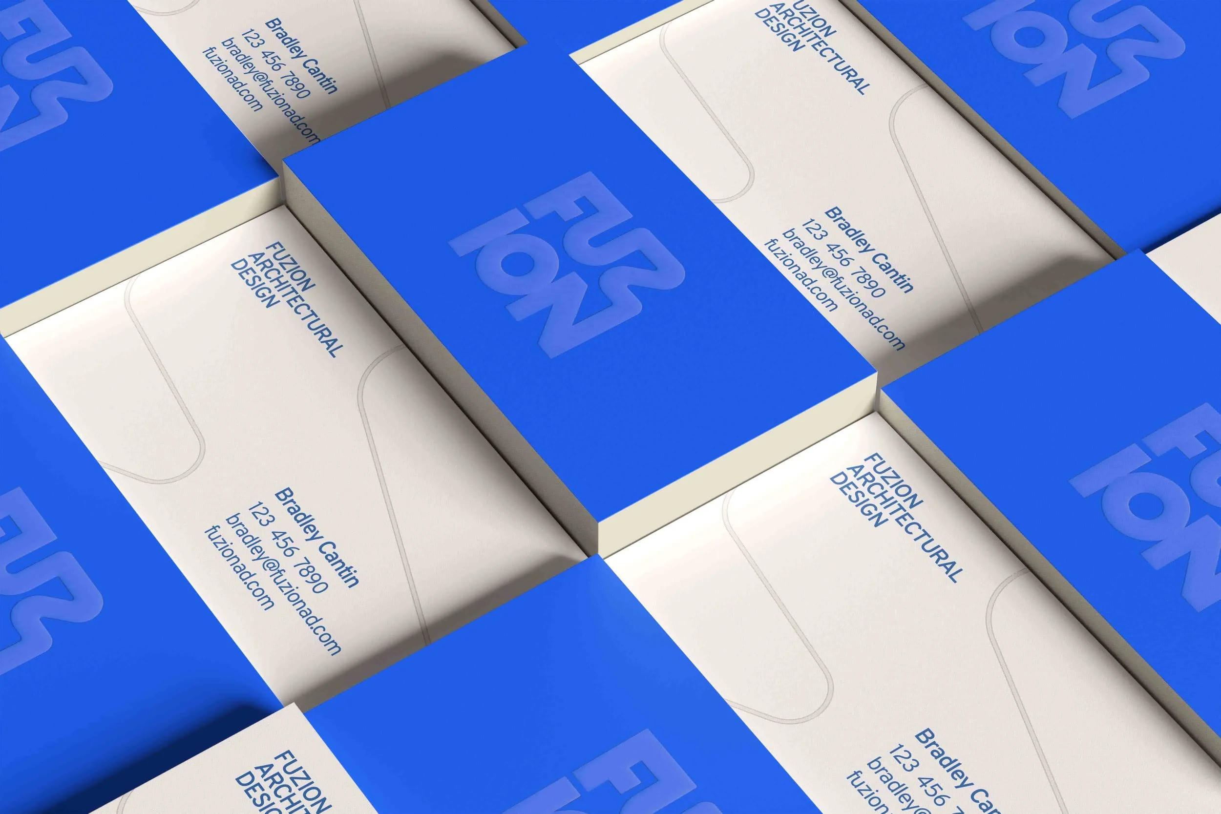 A flat lay of branding guidelines for FUZION Architectural Design