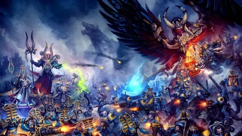 Ahriman working alongside the Thousand Sons’ Legion and Magnus the Red in a conflict against the Space Wolves