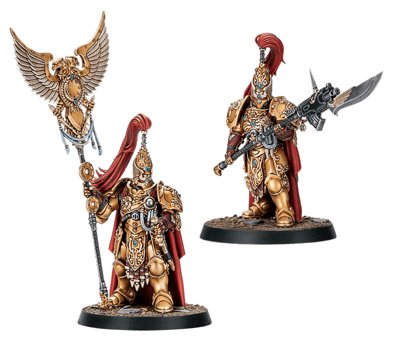 Further examples of Custodian warriors, both with their helmets on